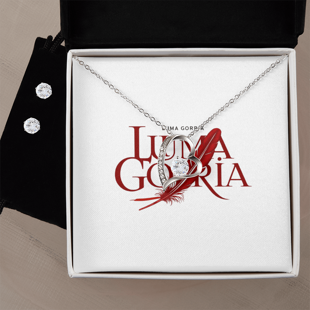 Ensemble collier et boucles d'oreilles Amour éternel