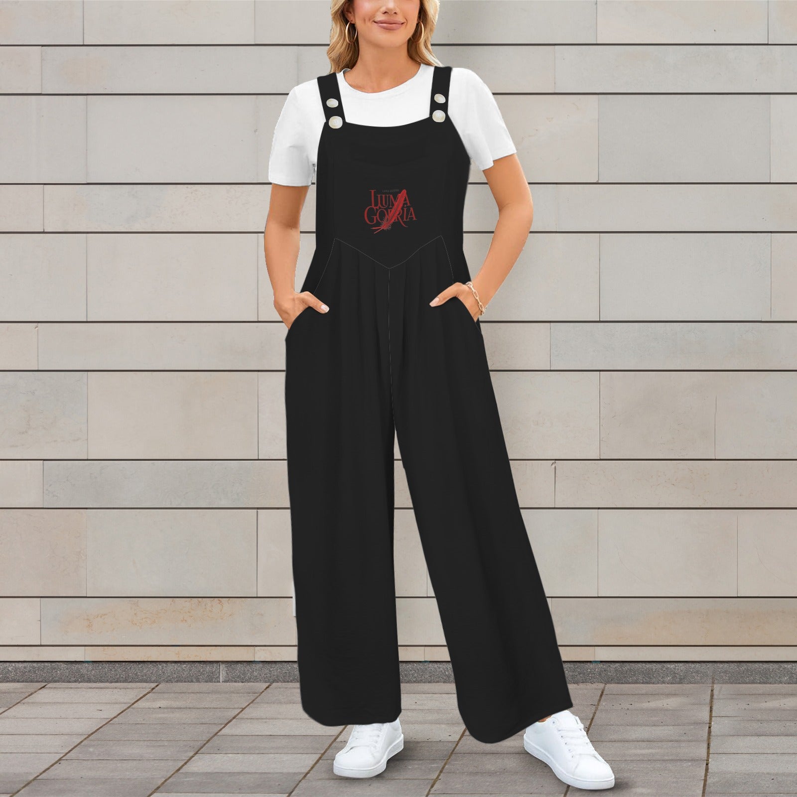 Combinaison salopette femme fluide à jambes larges avec poches Luma Gorria vetement  combinaison salopette Luma Gorria vêtement