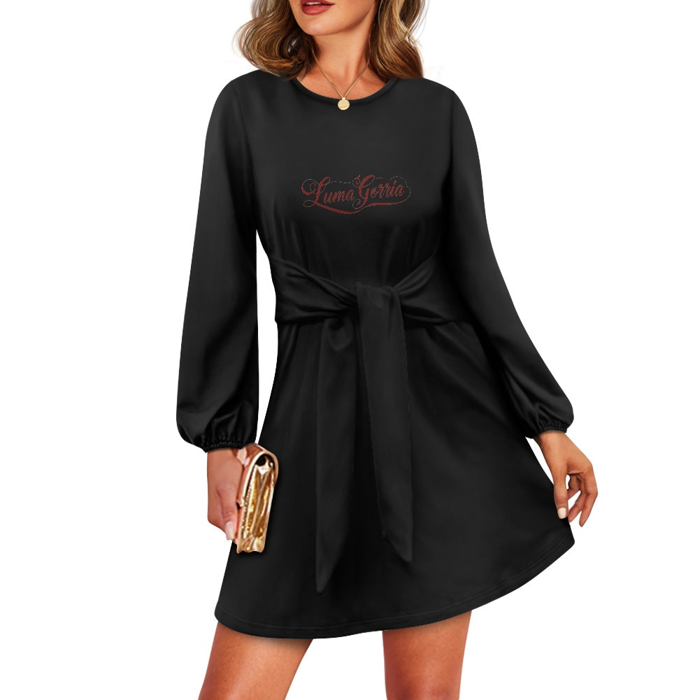 Robe femme manches longues – Ceinture nouée et tissu élastique Luma Gorria vêtement 42.00 robe Luma Gorria vêtement