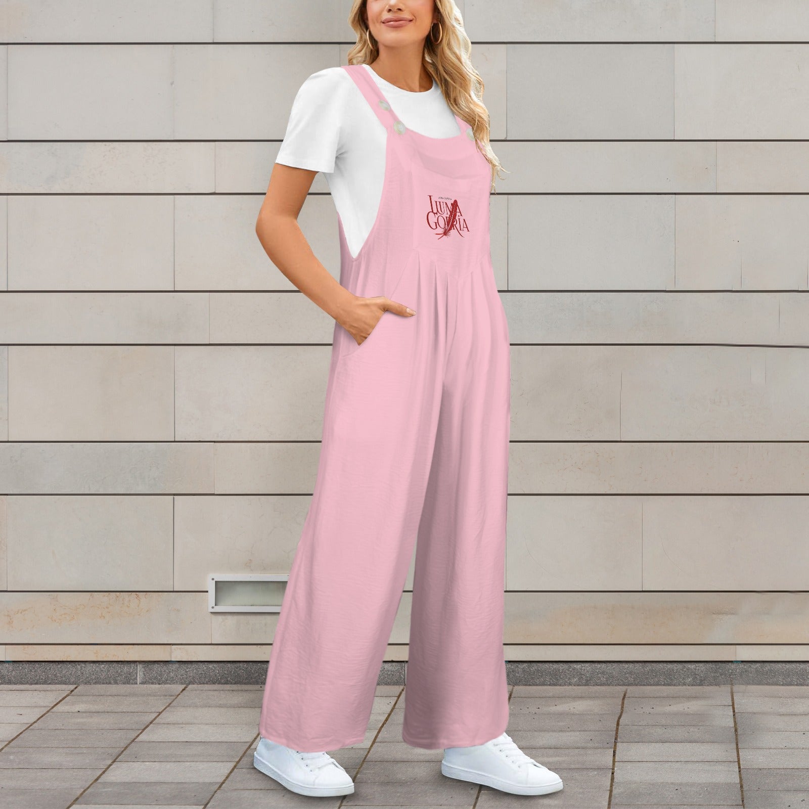 Combinaison salopette femme fluide à jambes larges avec poches Luma Gorria vetement  combinaison salopette Luma Gorria vêtement