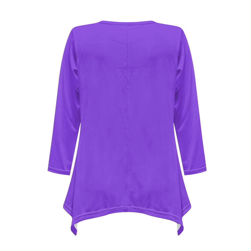 Haut long asymétrique femme – Col V, manches longues, élégant Luma Gorria vêtement  Haut long asymétrique femme Luma Gorria vêtement