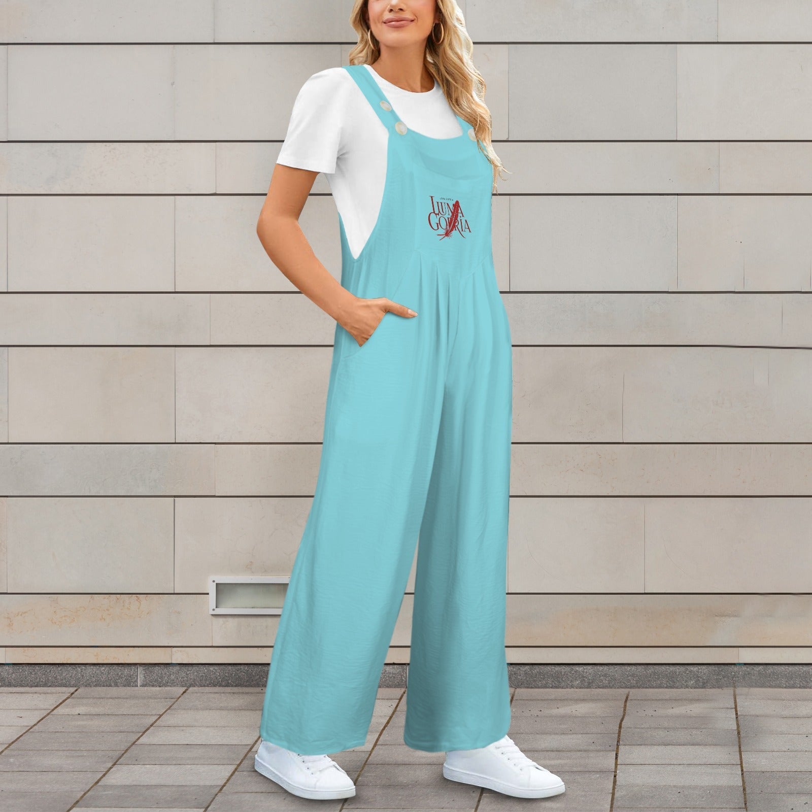 Combinaison salopette femme fluide à jambes larges avec poches Luma Gorria vetement  combinaison salopette Luma Gorria vêtement