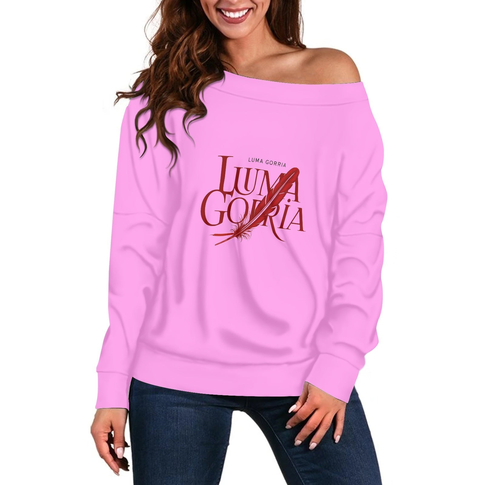 Pull femme – Style moderne à épaule dénudée, doux et extensible Luma Gorria vêtement 46.00 Pull femme Luma Gorria vêtement