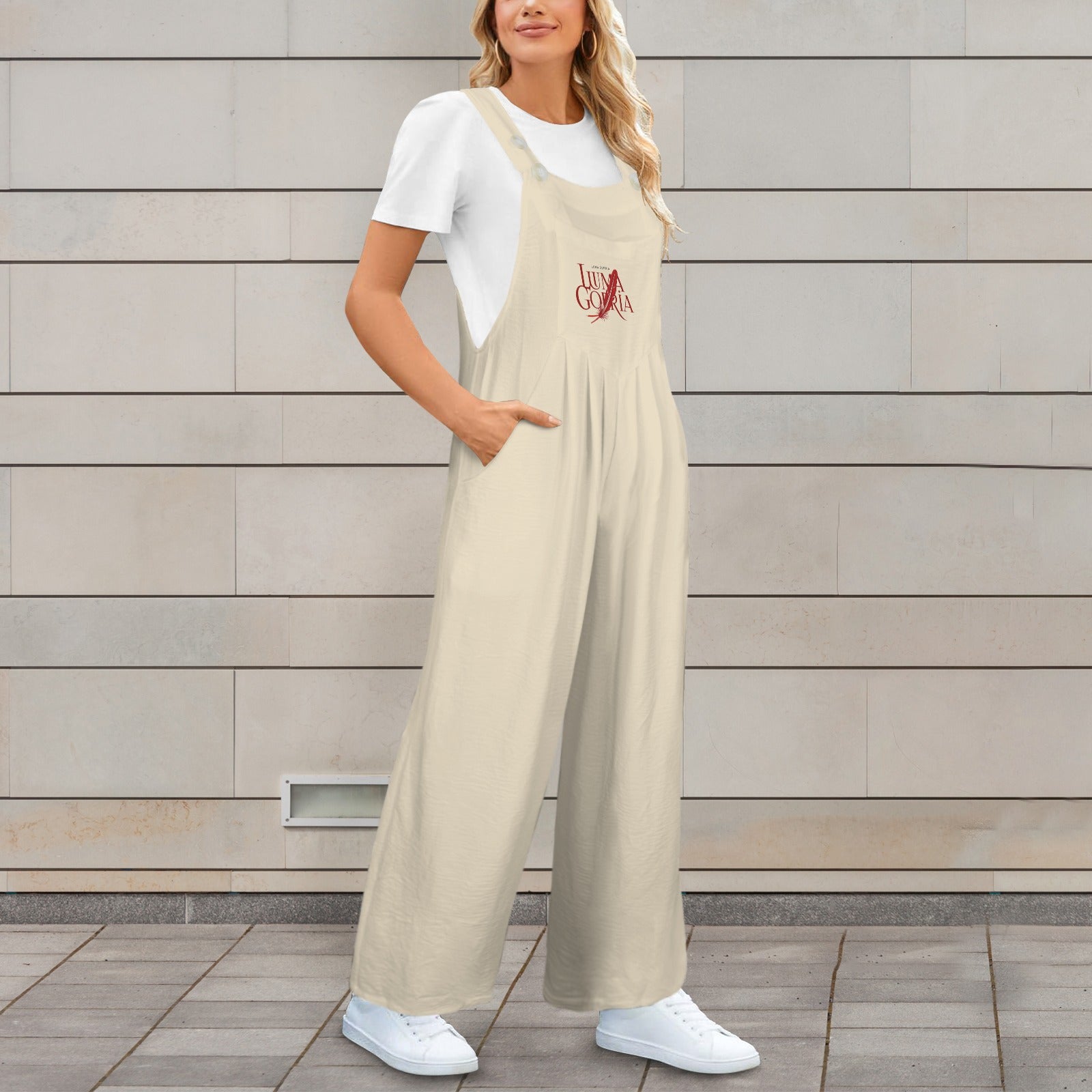 Combinaison salopette femme fluide à jambes larges avec poches Luma Gorria vetement  combinaison salopette Luma Gorria vêtement