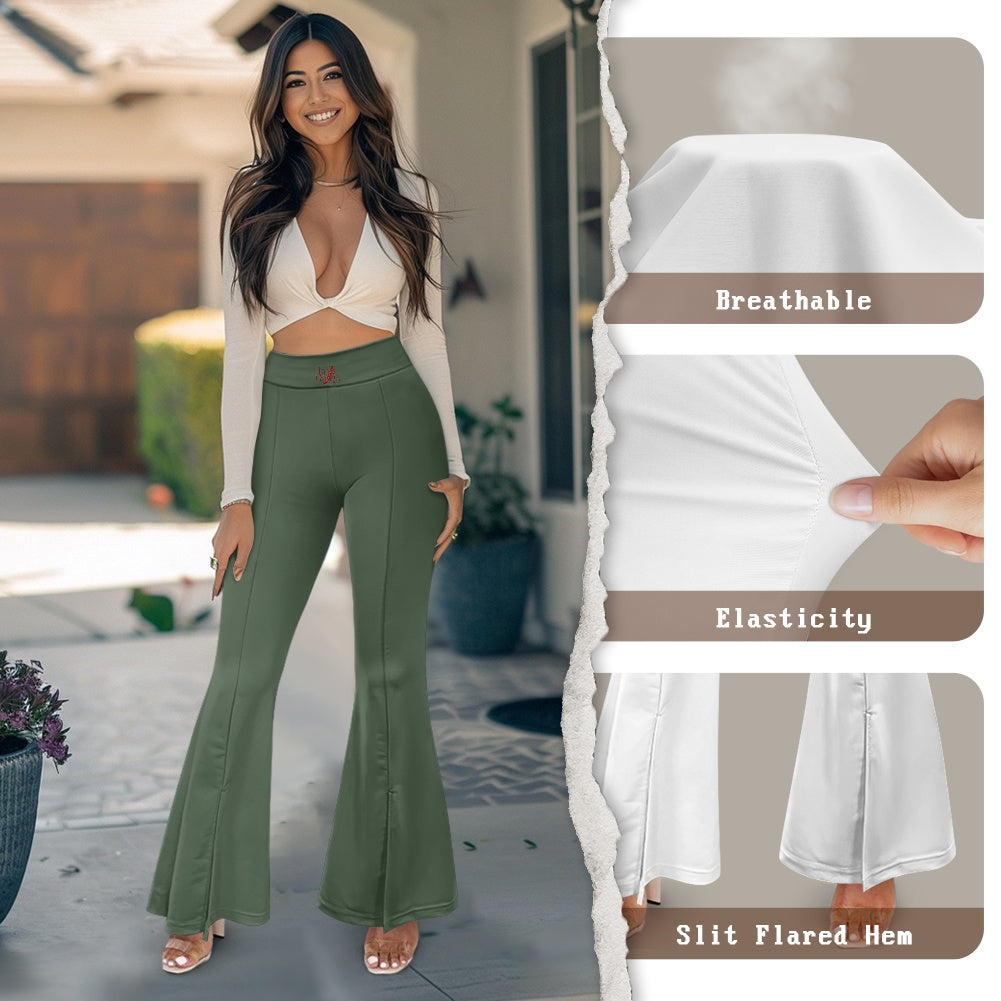 Pantalon évasé femme – Taille haute avec fente élégante Luma Gorria vêtement  pantalon femme Luma Gorria vêtement