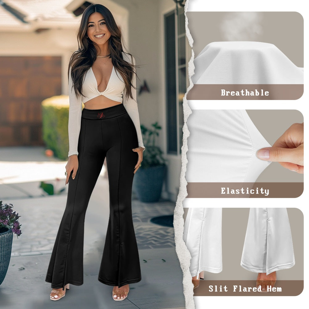 Pantalon évasé femme – Taille haute avec fente élégante Luma Gorria vêtement  pantalon femme Luma Gorria vêtement