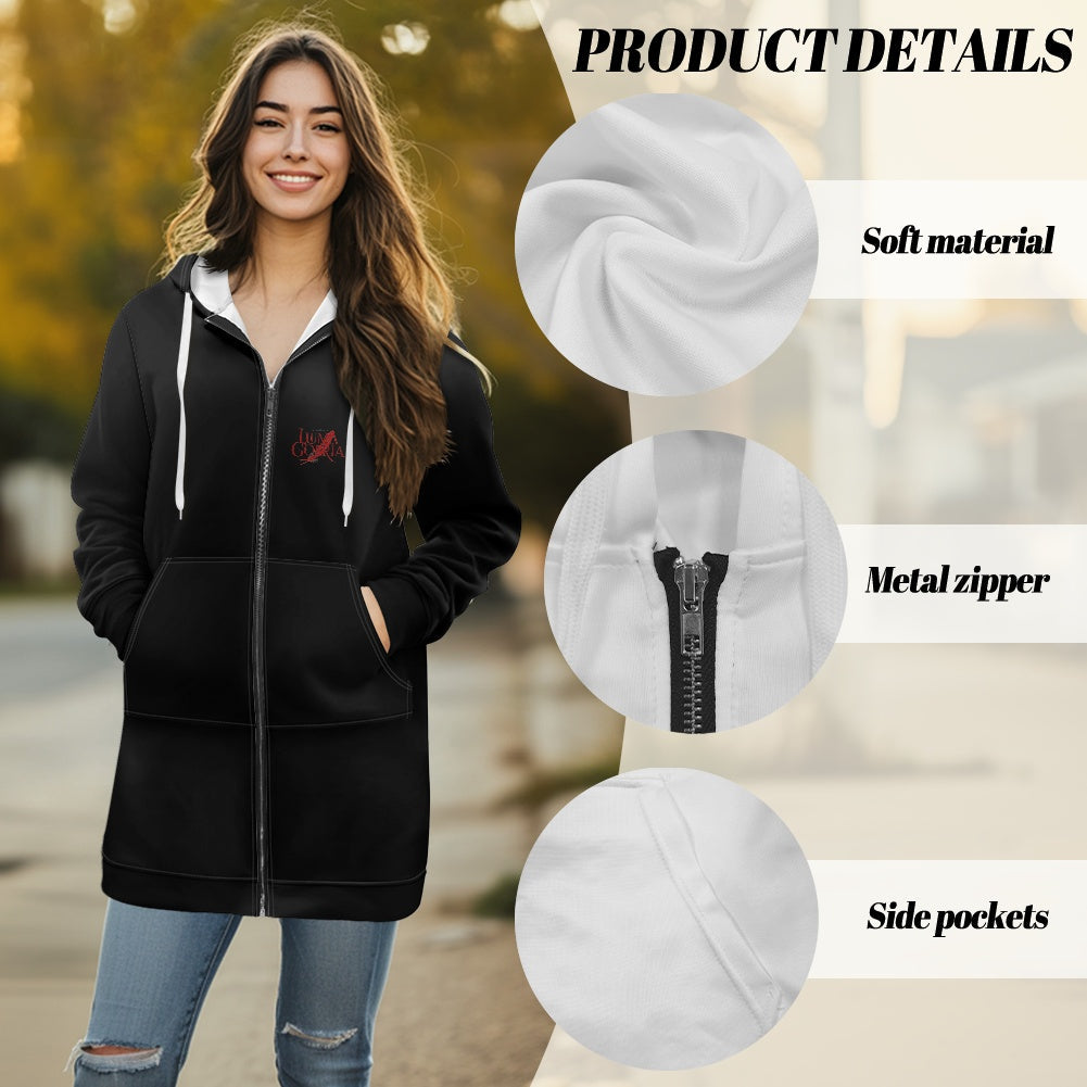 Sweat à capuche femme – Mi-long, doux et zippé Luma Gorria vêtement  Sweat à capuche femme Luma Gorria vêtement