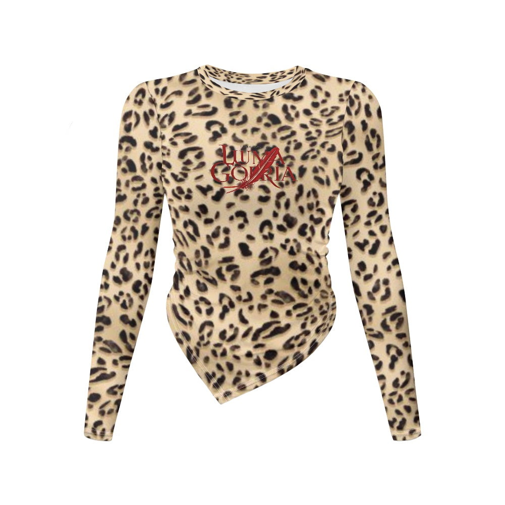 Haut slim à manches longues et col rond, coupe irrégulière Luma Gorria vêtement  haut moulant femme Luma Gorria vêtement
