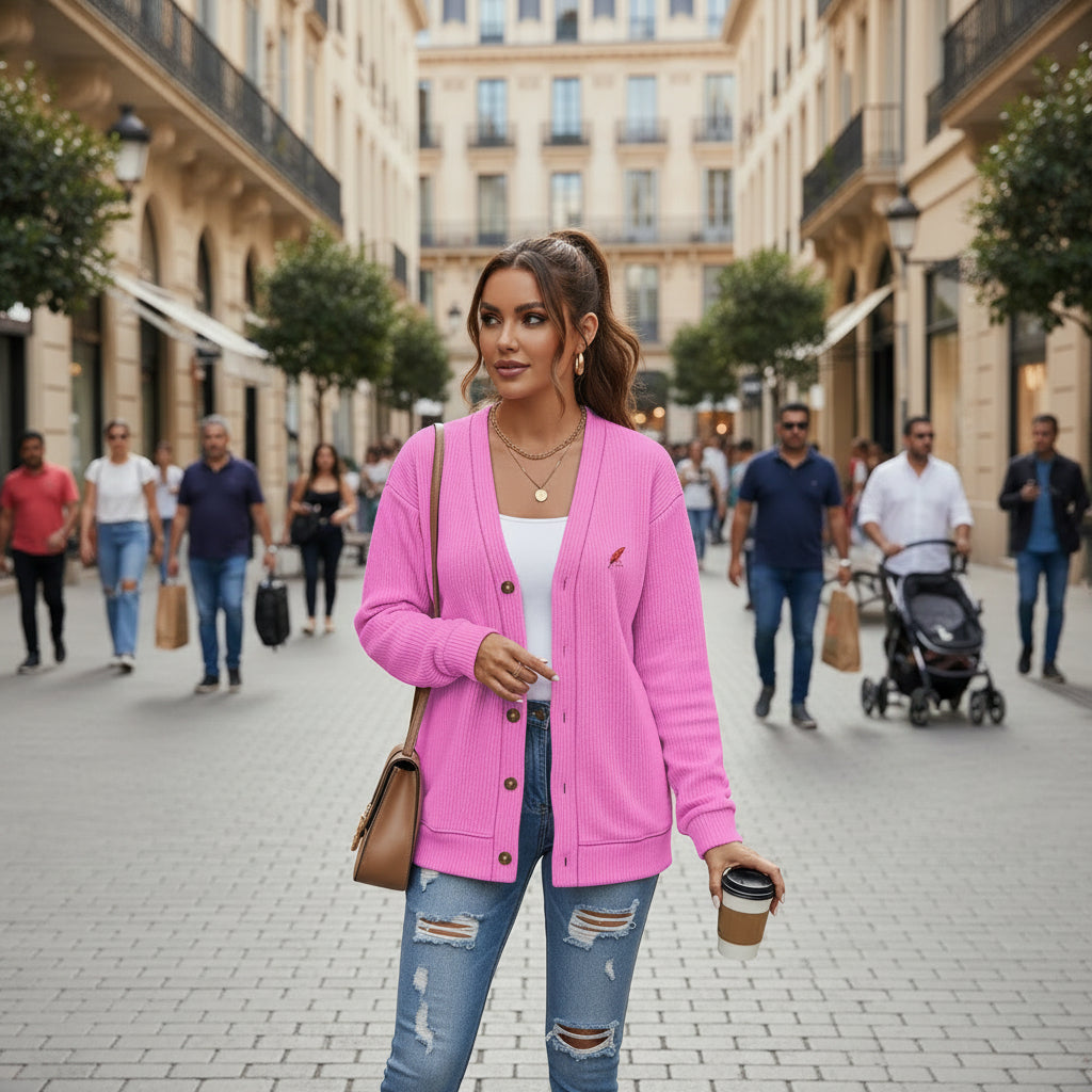 Gilet cardigan boutonné femme en maille – Élégance & confort au quotidien