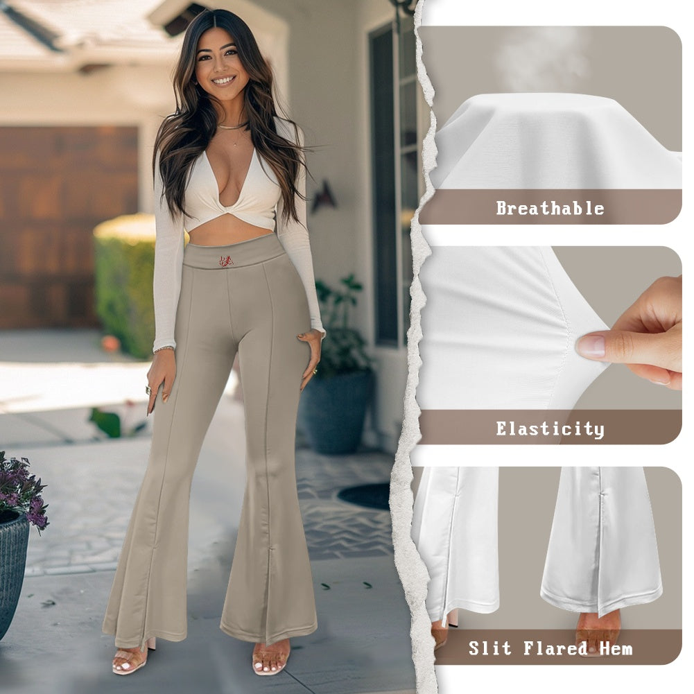 Pantalon évasé femme – Taille haute avec fente élégante Luma Gorria vêtement  pantalon femme Luma Gorria vêtement