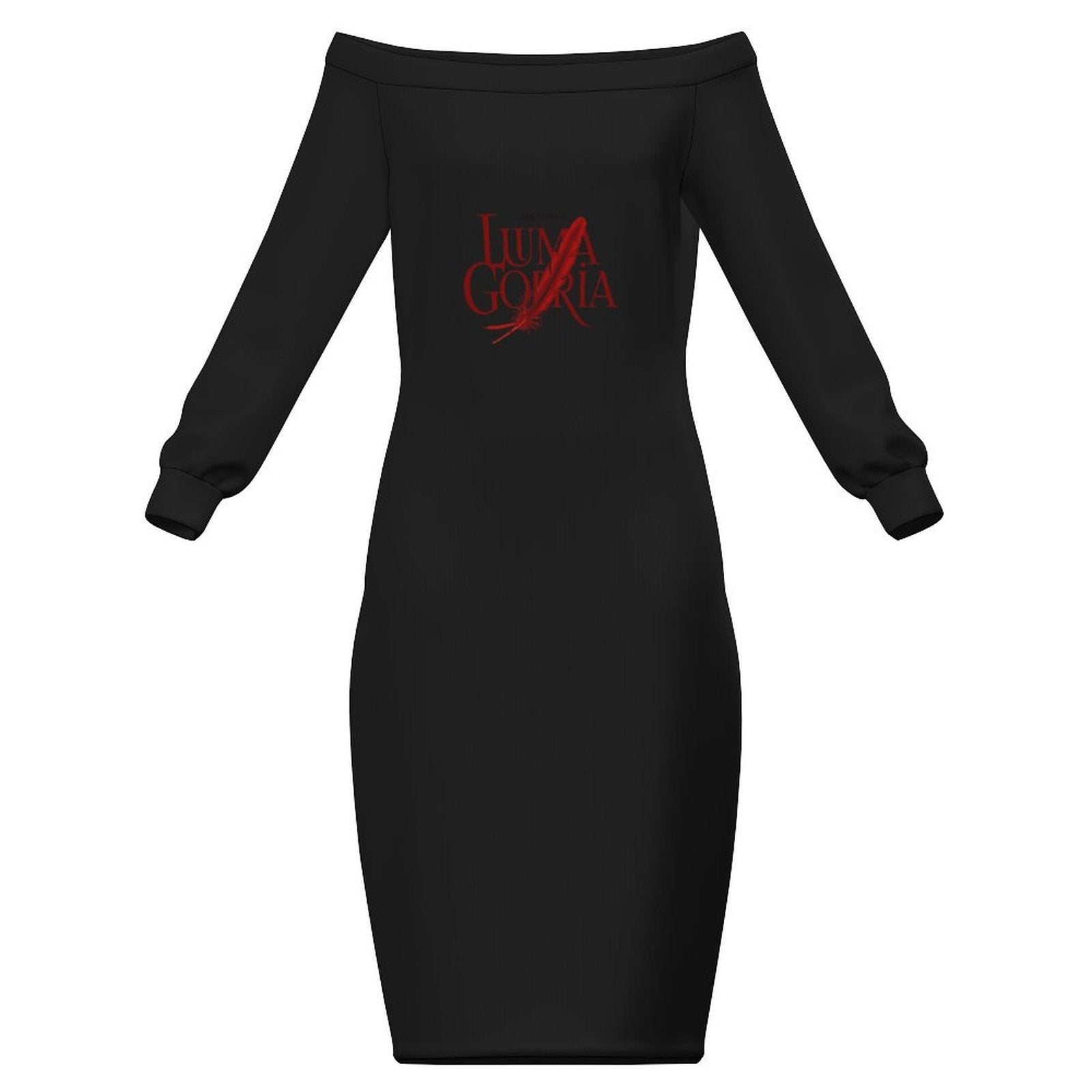 Robe midi moulante épaules dénudées manches longues Luma Gorria vetement  Robe midi moulante épaules dénudées Luma Gorria vêtement