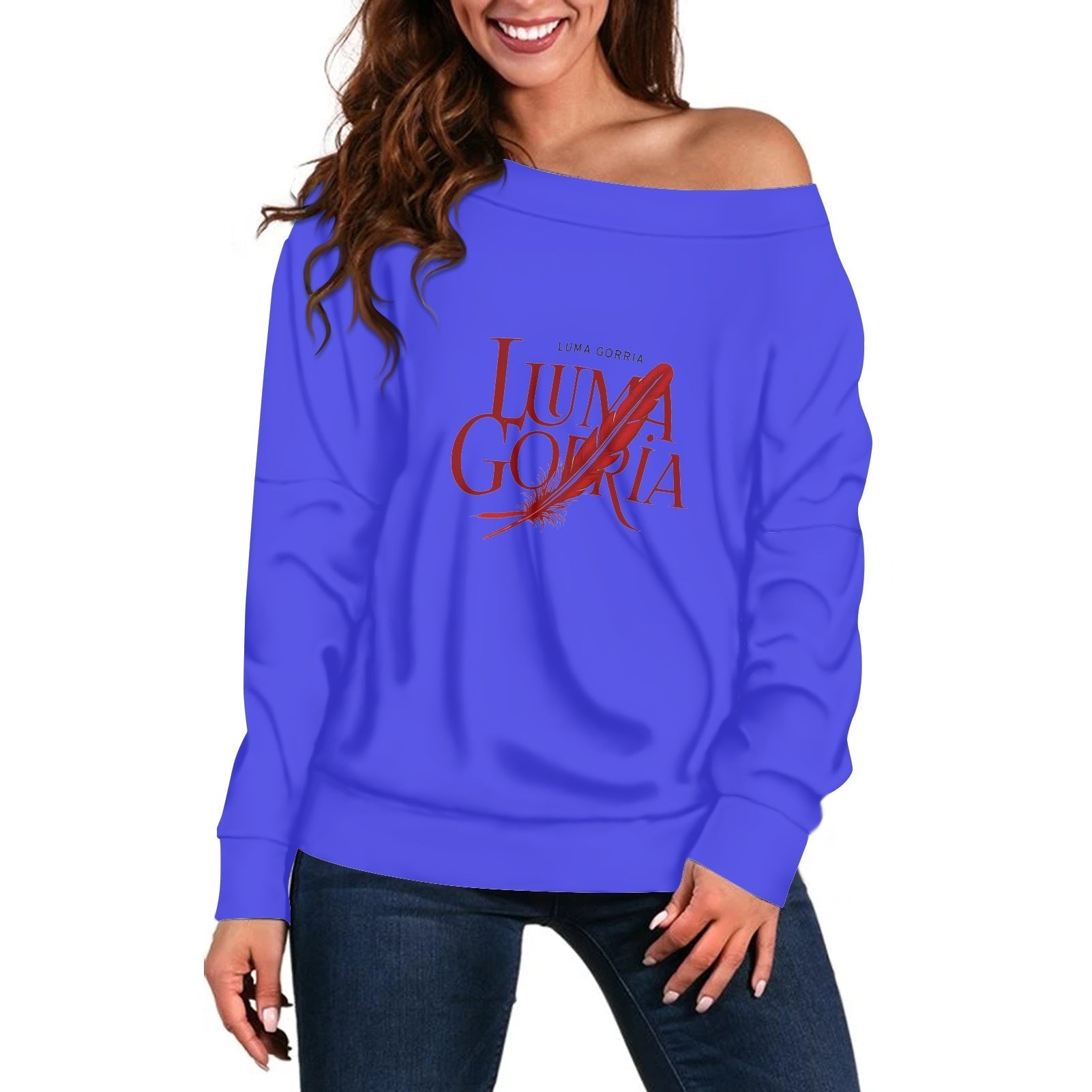 Pull femme – Style moderne à épaule dénudée, doux et extensible Luma Gorria vêtement 46.00 Pull femme Luma Gorria vêtement