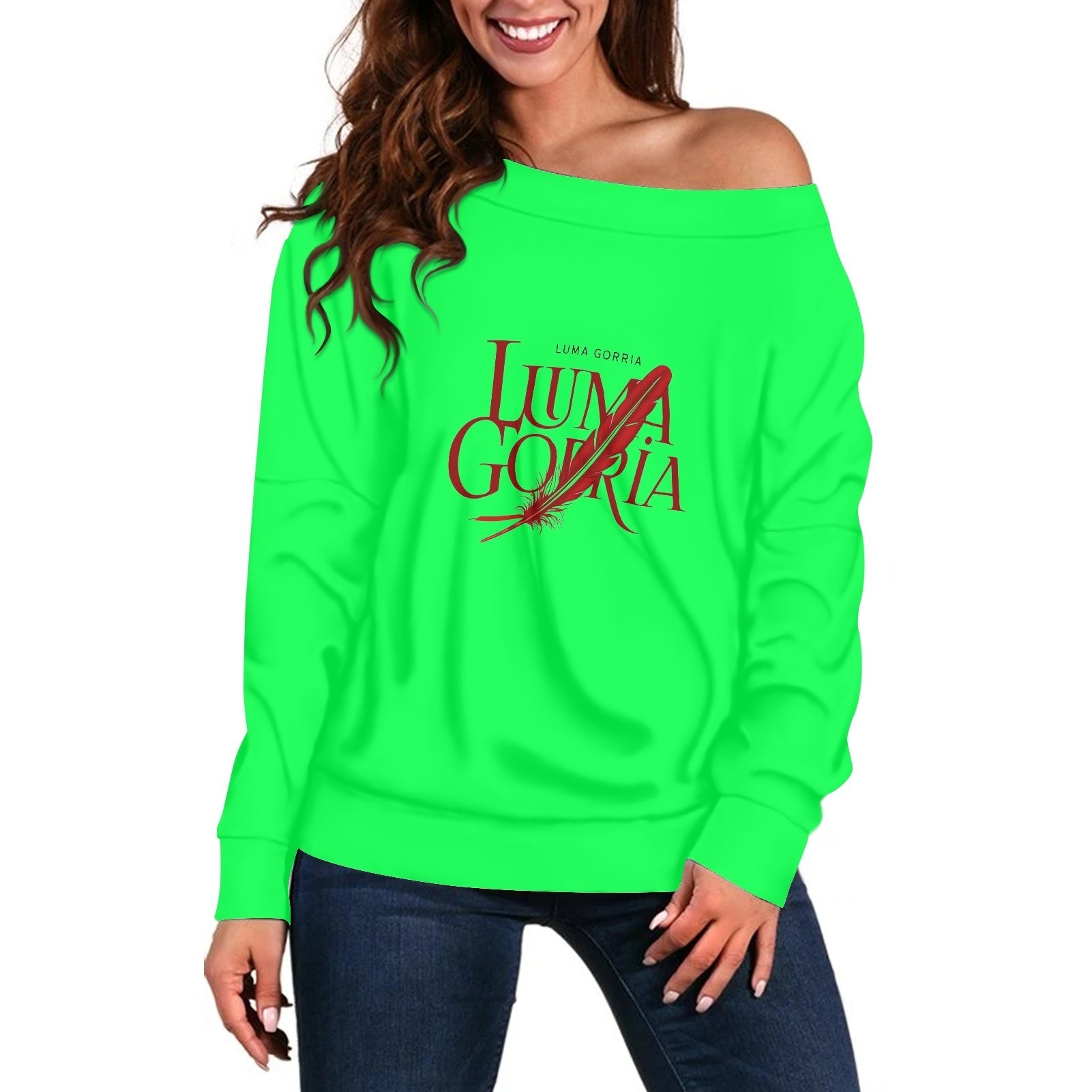 Pull femme – Style moderne à épaule dénudée, doux et extensible Luma Gorria vêtement 46.00 Pull femme Luma Gorria vêtement