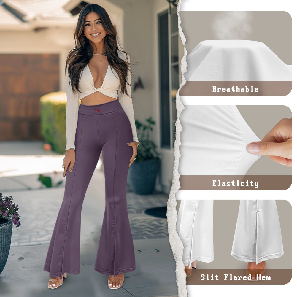Pantalon évasé femme – Taille haute avec fente élégante Luma Gorria vêtement  pantalon femme Luma Gorria vêtement