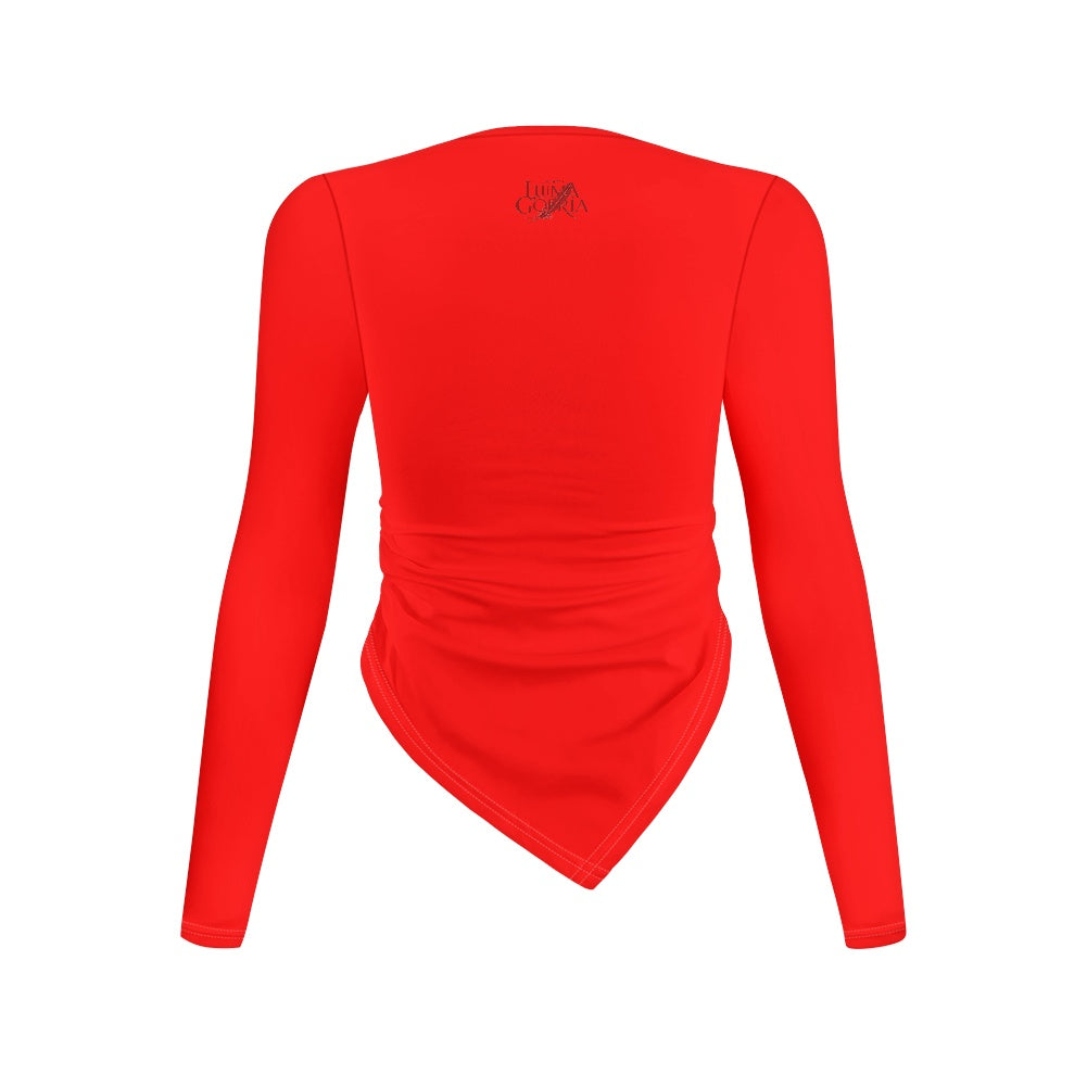 Haut slim à manches longues et col rond, coupe irrégulière Luma Gorria vêtement  haut moulant femme Luma Gorria vêtement