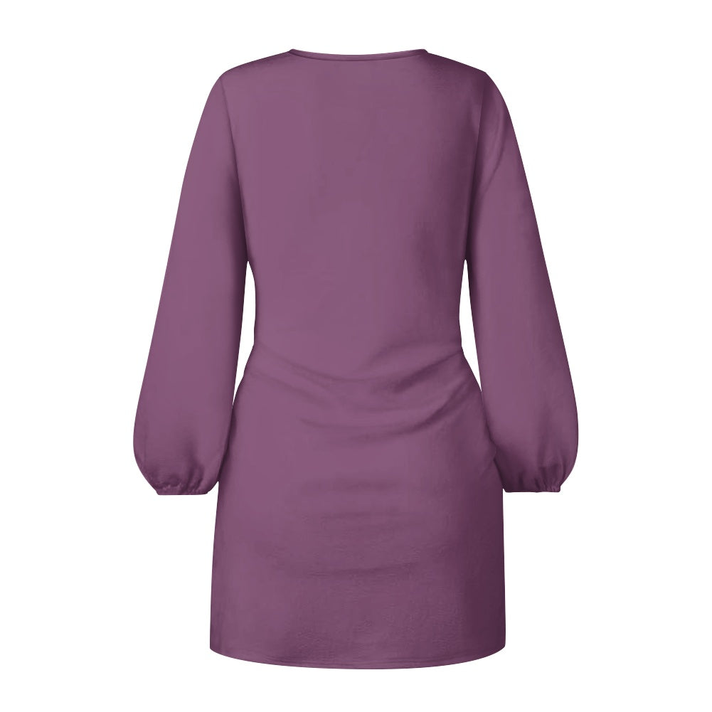 Robe femme manches longues – Ceinture nouée et tissu élastique Luma Gorria vêtement  robe Luma Gorria vêtement