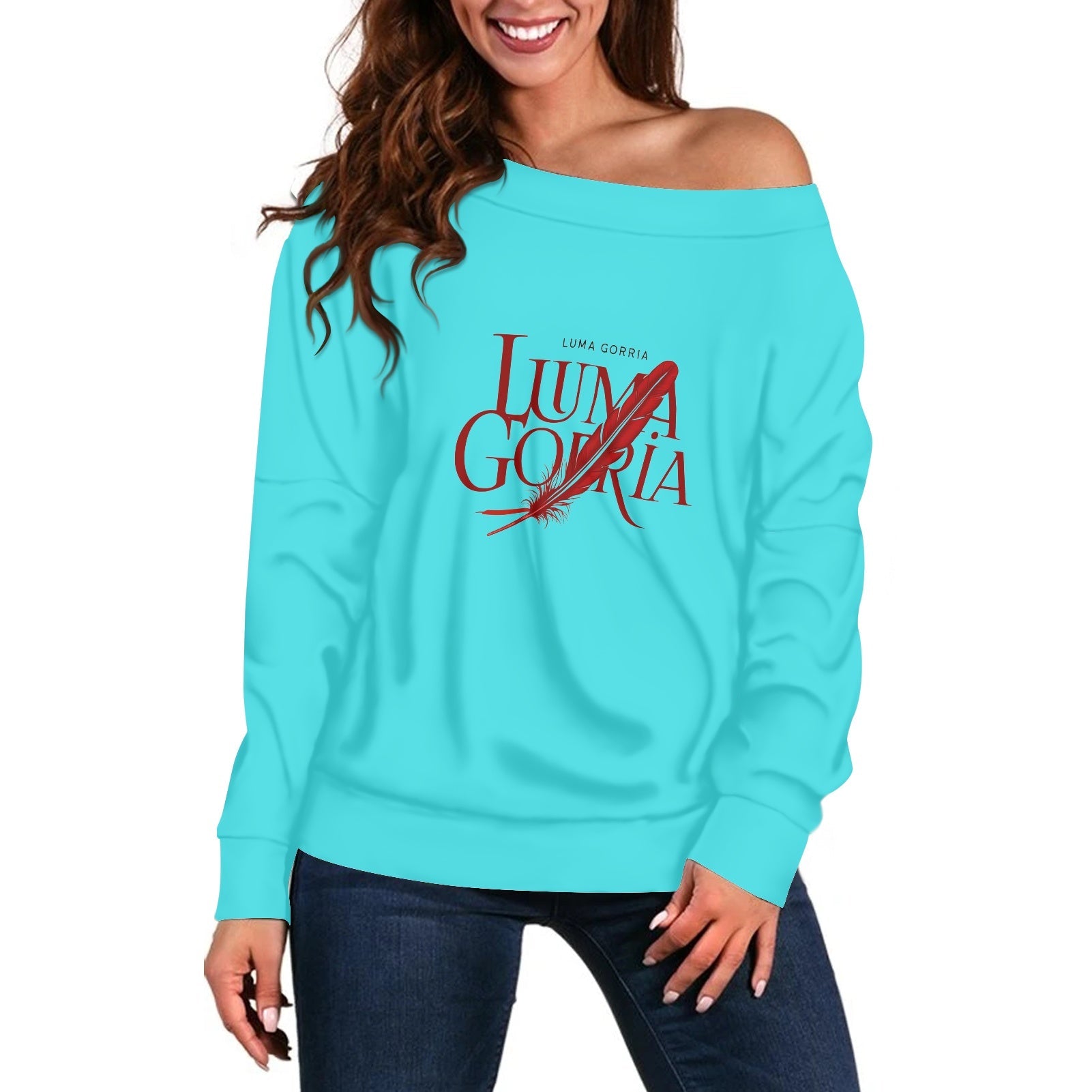 Pull femme – Style moderne à épaule dénudée, doux et extensible Luma Gorria vêtement 46.00 Pull femme Luma Gorria vêtement