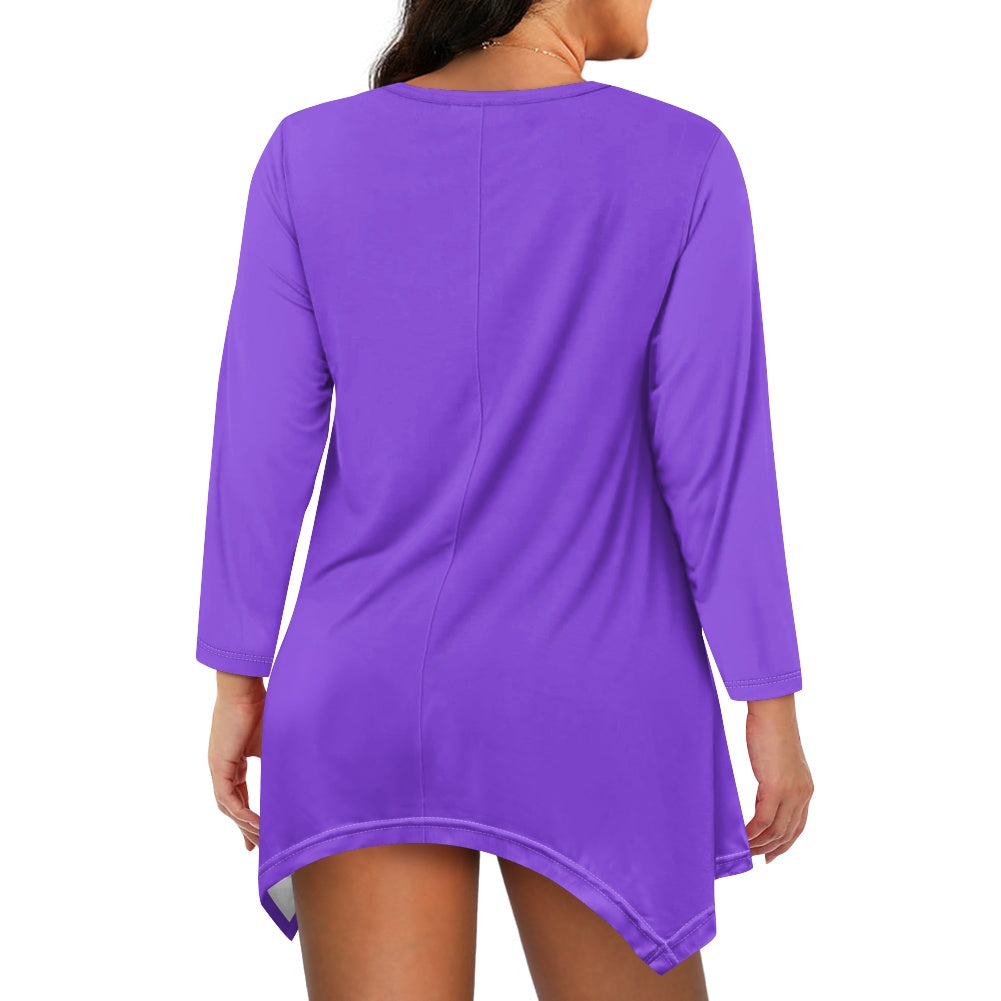 Haut long asymétrique femme – Col V, manches longues, élégant Luma Gorria vêtement  Haut long asymétrique femme Luma Gorria vêtement