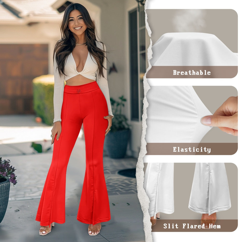 Pantalon évasé femme – Taille haute avec fente élégante Luma Gorria vêtement  pantalon femme Luma Gorria vêtement