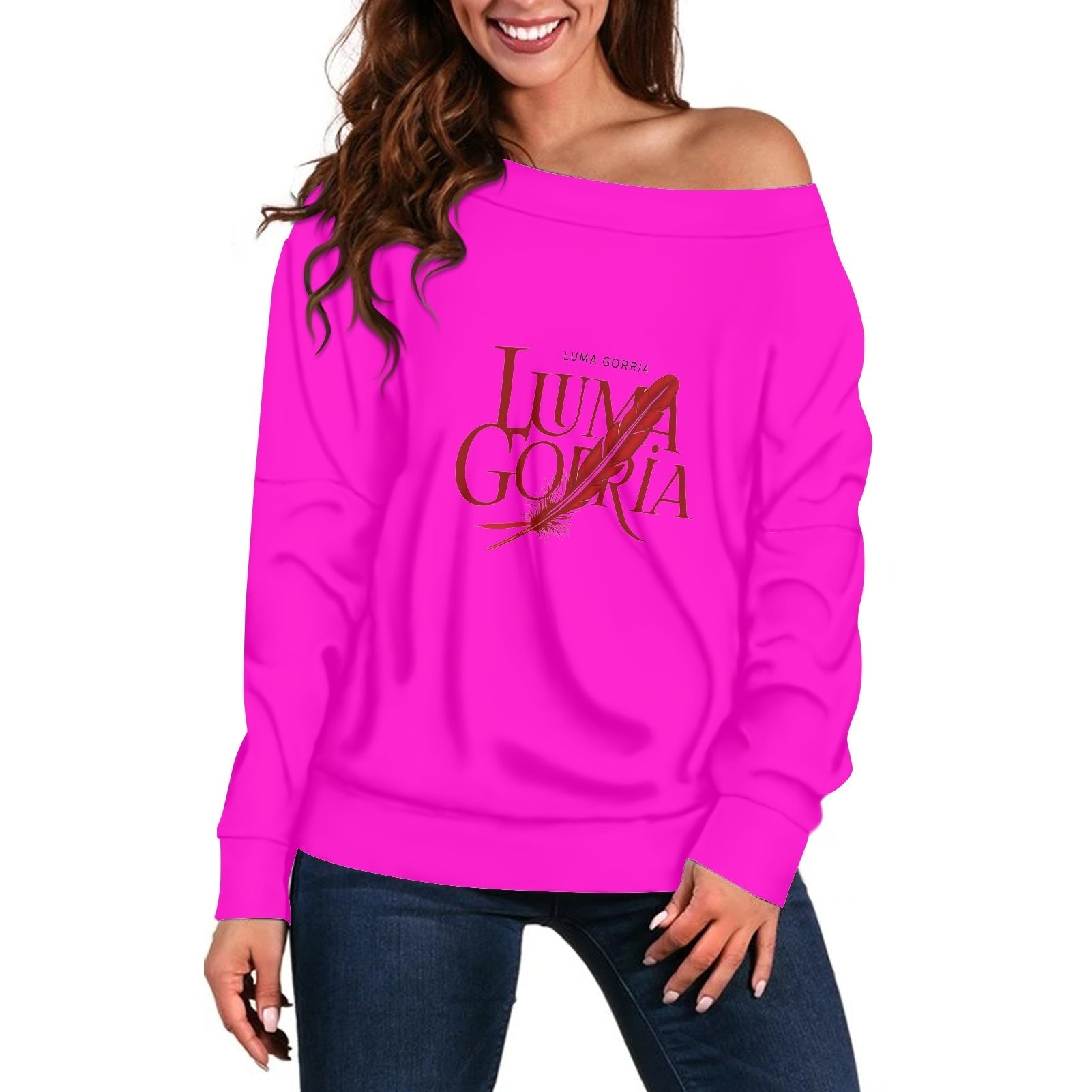 Pull femme – Style moderne à épaule dénudée, doux et extensible Luma Gorria vêtement 46.00 Pull femme Luma Gorria vêtement