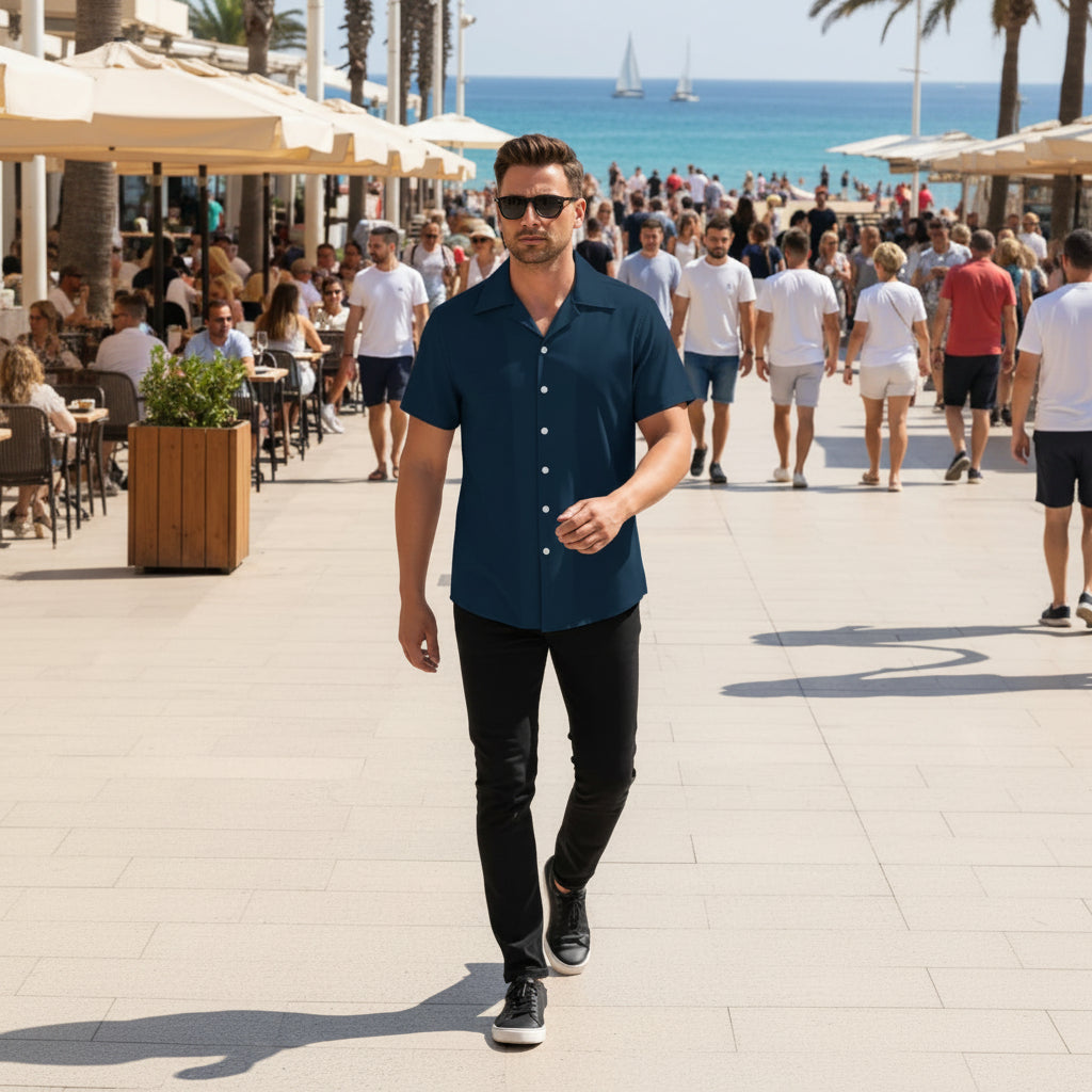 Chemise homme col cubain manches courtes légère et tendance