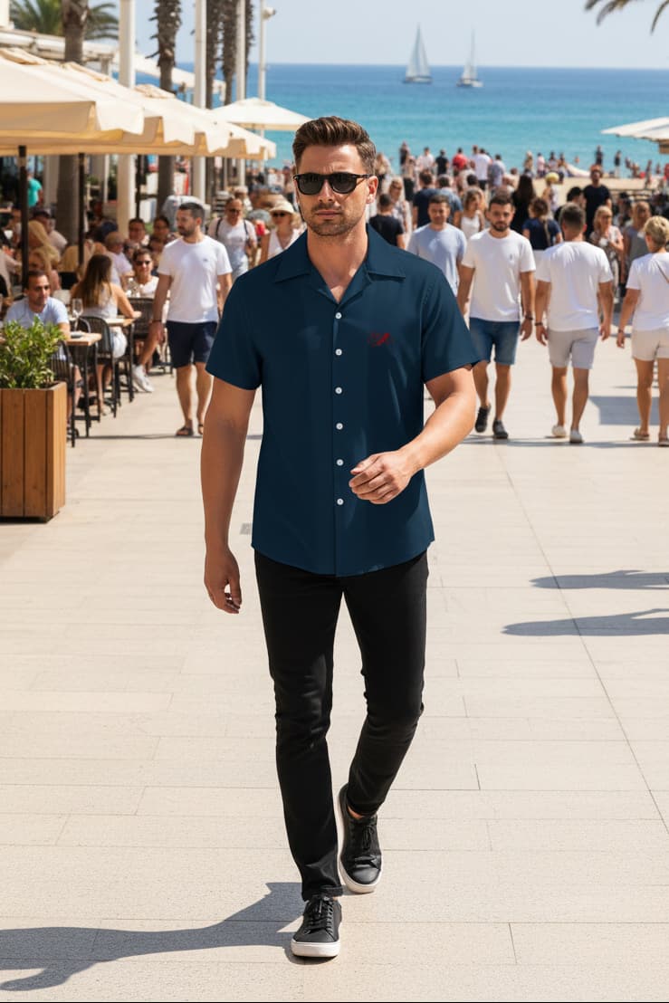 Chemise homme col cubain manches courtes légère et tendance