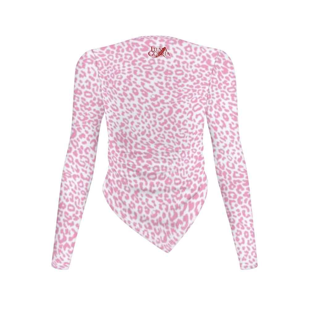 Haut slim à manches longues et col rond, coupe irrégulière Luma Gorria vêtement  haut moulant femme Luma Gorria vêtement