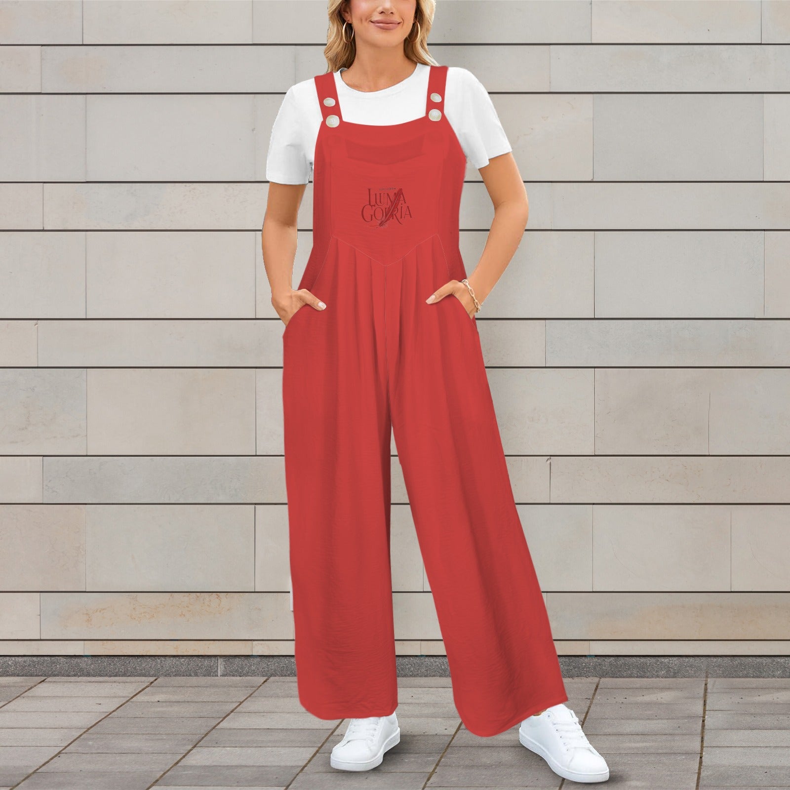 Combinaison salopette femme fluide à jambes larges avec poches Luma Gorria vetement  combinaison salopette Luma Gorria vêtement