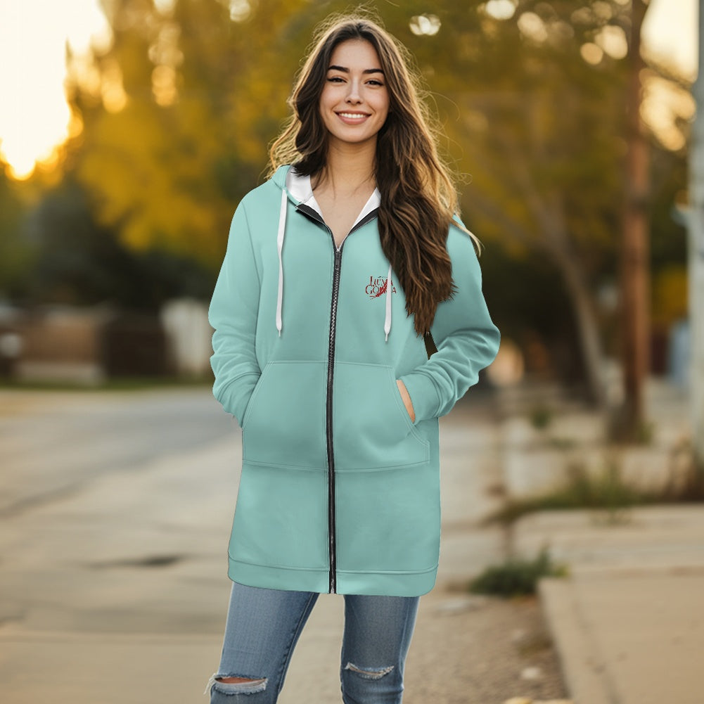Sweat à capuche femme – Mi-long, doux et zippé Luma Gorria vêtement 45.00 Sweat à capuche femme Luma Gorria vêtement