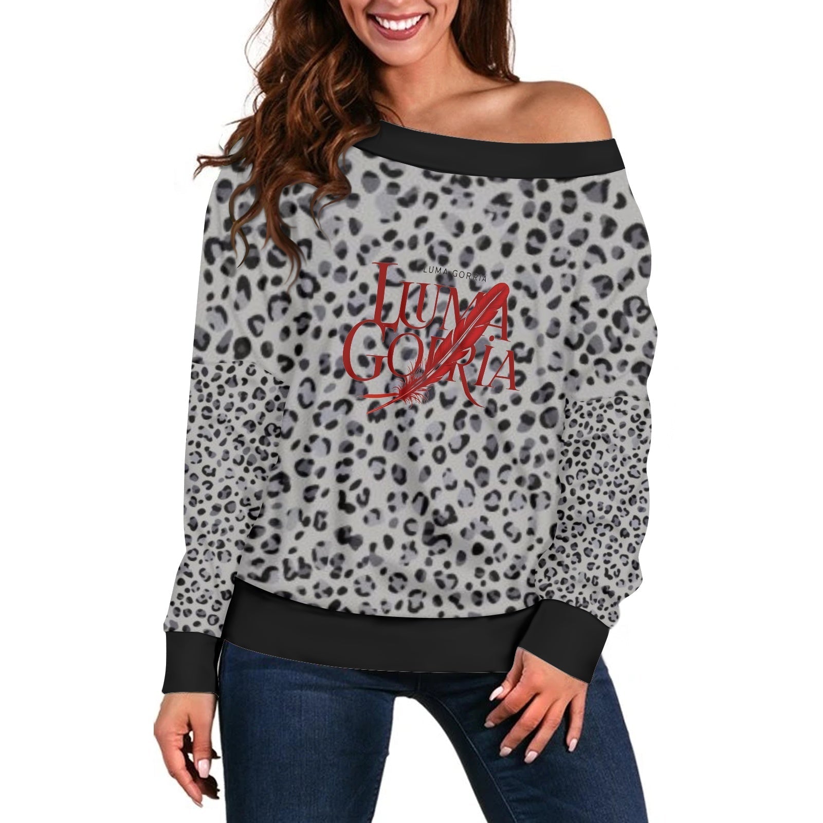 Pull femme – Style moderne à épaule dénudée, doux et extensible Luma Gorria vêtement 46.00 Pull femme Luma Gorria vêtement