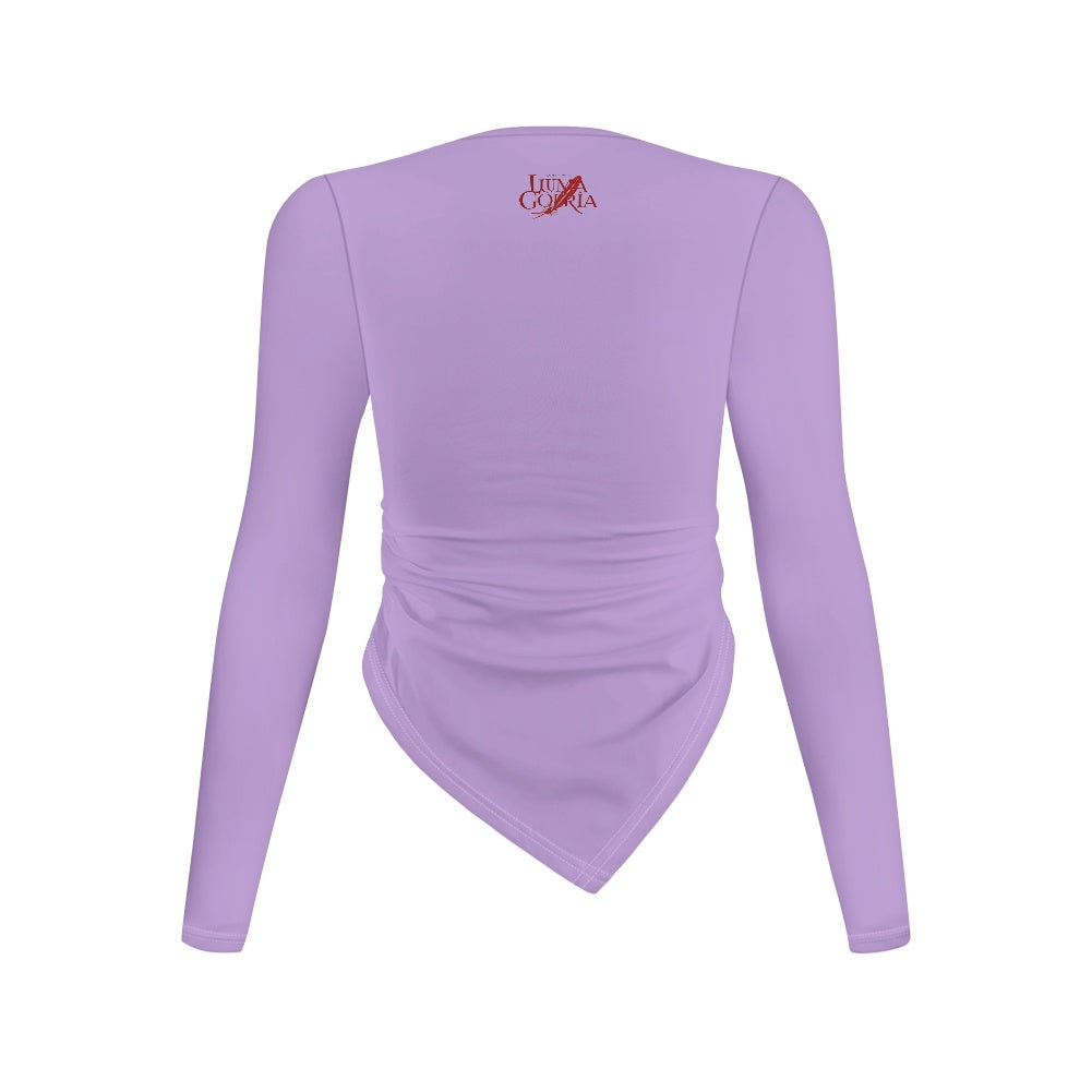 Haut slim à manches longues et col rond, coupe irrégulière Luma Gorria vêtement  haut moulant femme Luma Gorria vêtement