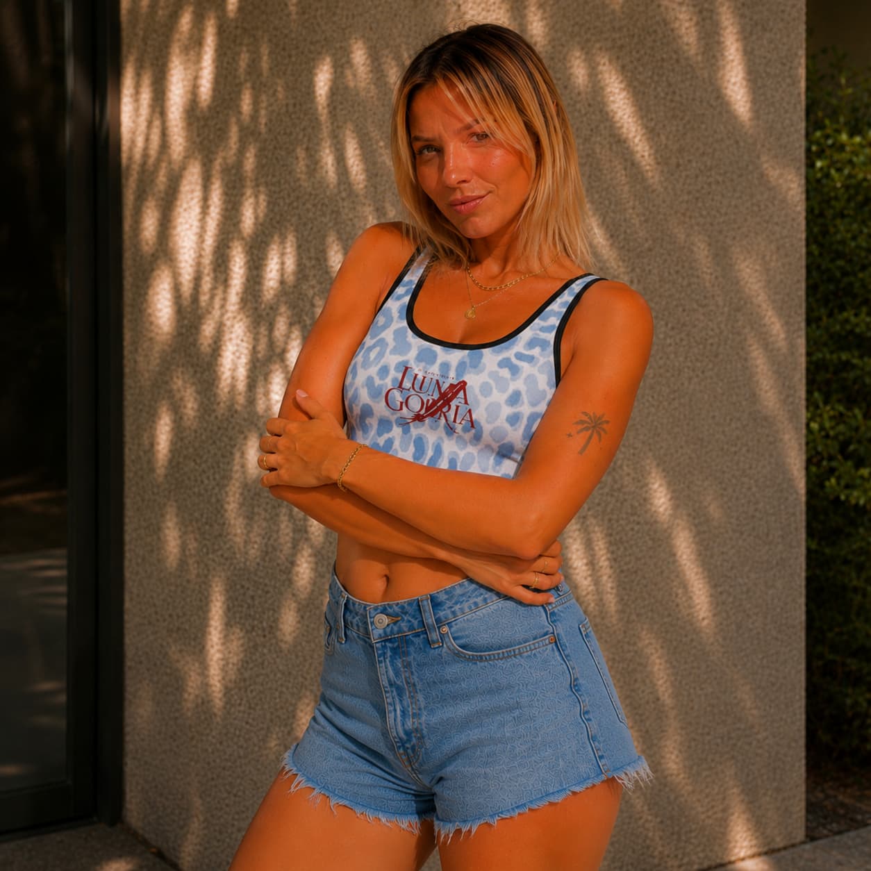 Débardeur court femme sans manches à motif – Coupe ajustée & style tendance