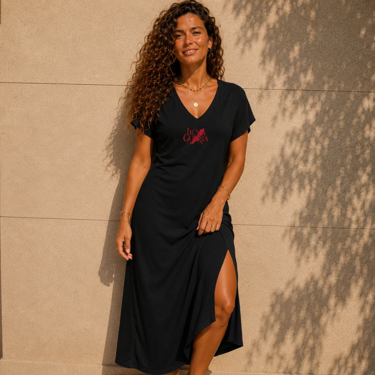 Robe femme col V avec fente latérale – Confort & élégance au quotidien