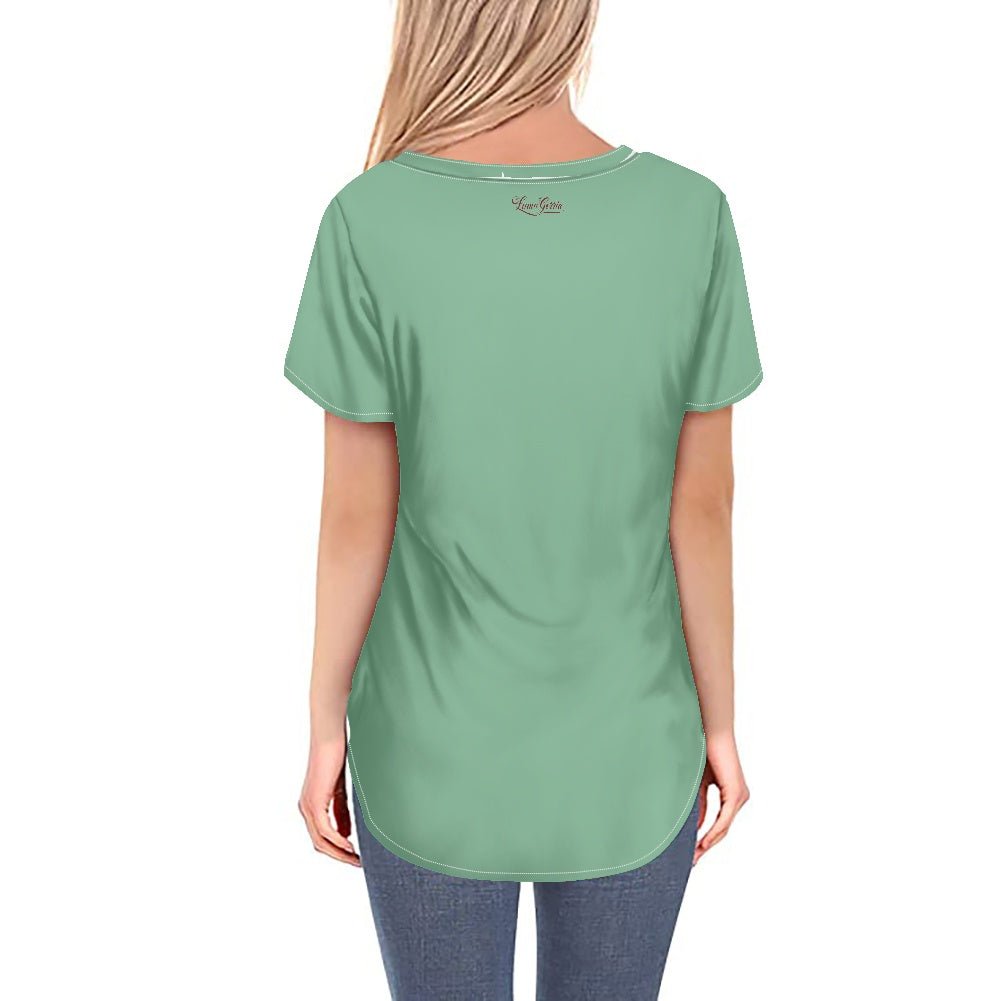 Long hem women's V - neck top - Luma Gorria vêtement