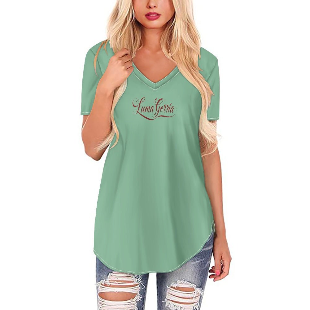 Long hem women's V - neck top - Luma Gorria vêtement