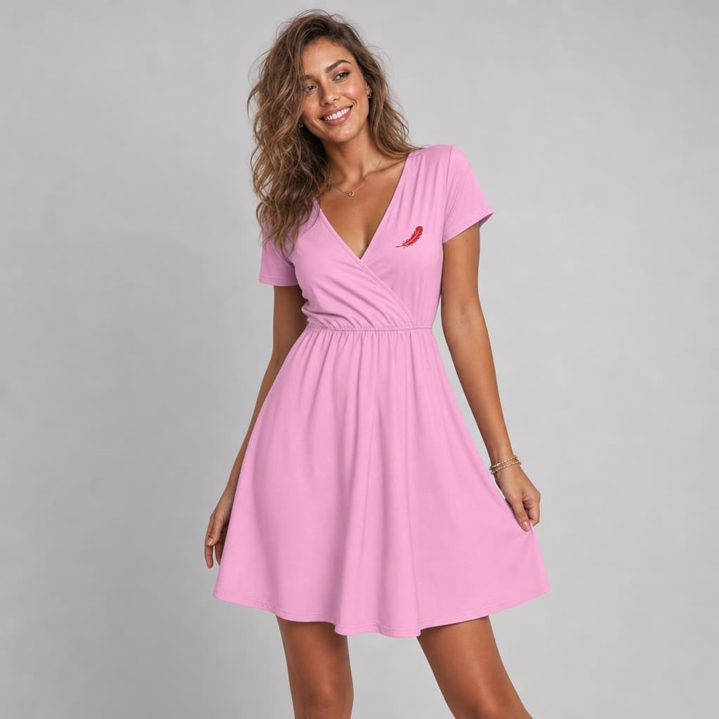 Robe femme manches courtes col V – Élégance, confort & silhouette sublimée