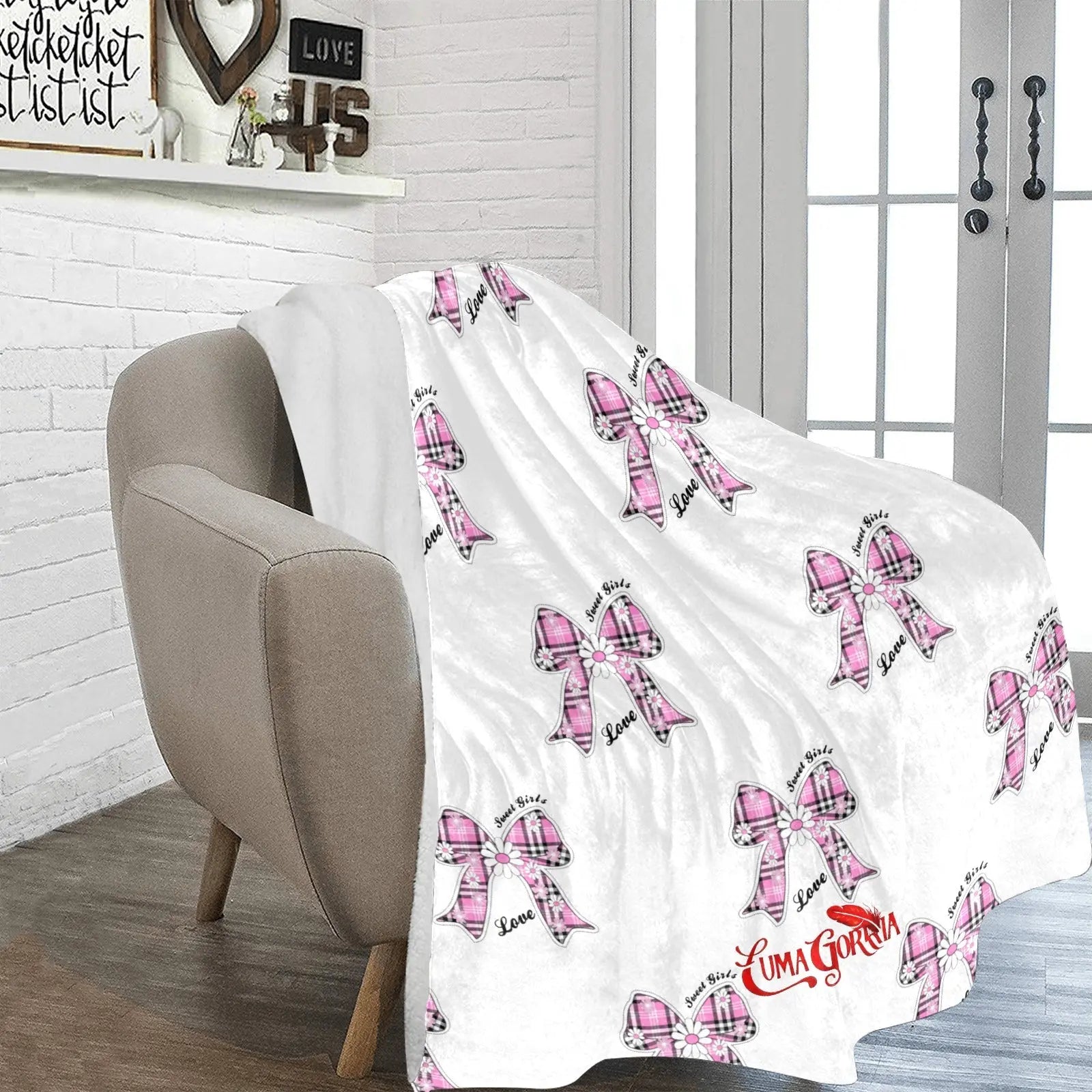 Plaid Polaire chaud filles. "NOEUD ROSE" - Luma Gorria vêtement