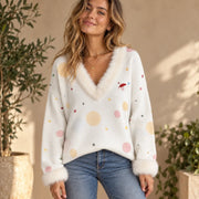 Pull effet maille avec fausse fourrure pour femme – Douceur, chaleur & élégance