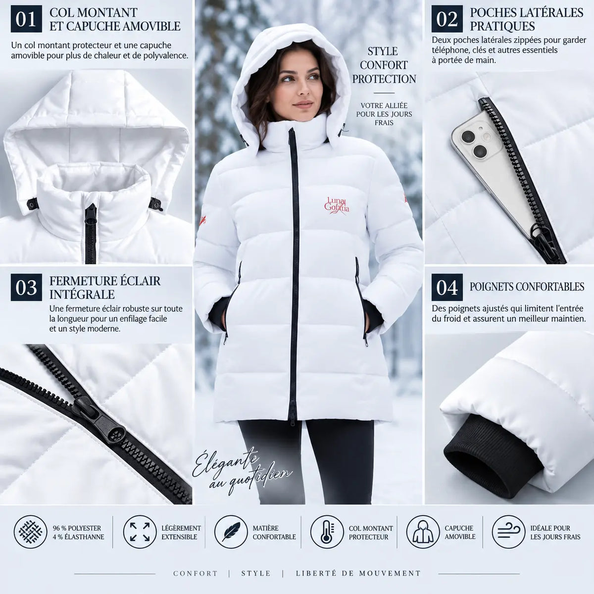 Doudoune longue à capuche pour femme – Chaleur, confort & protection