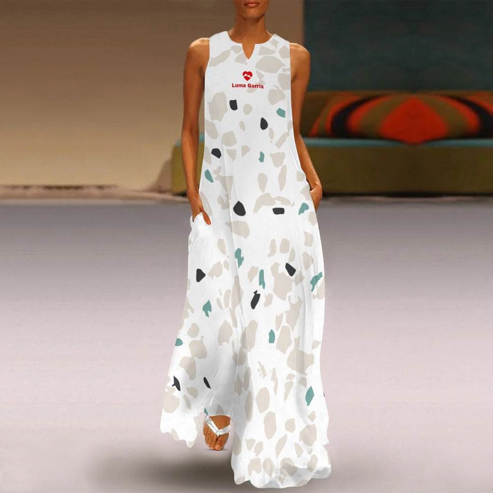 Robe longue d’été sans manches femme, style bohème chic - Luma Gorria vêtement