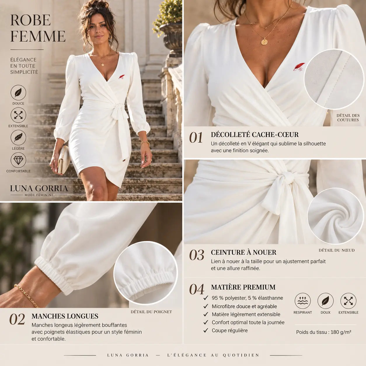 Robe  à manches longues pour femme – Élégance, confort &amp; douceur