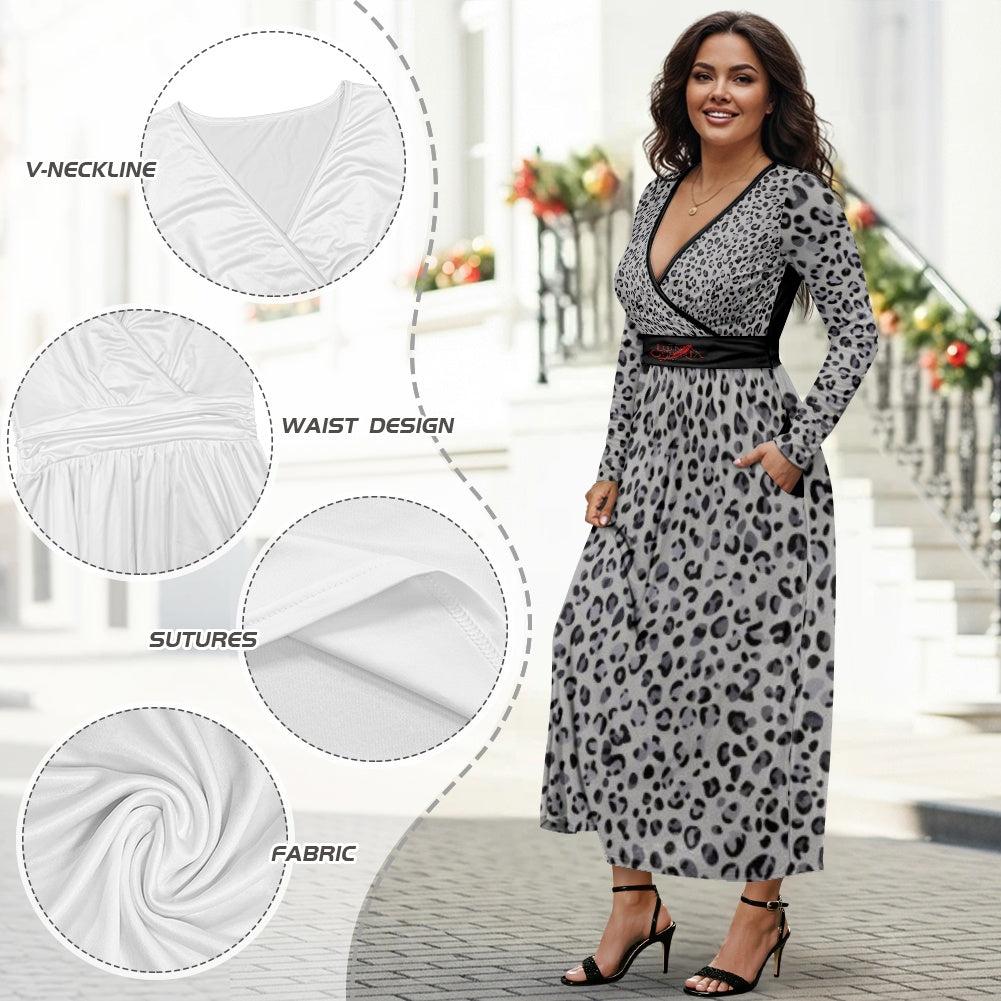 Robe longue femme – Cache-cœur, manches longues, taille haute Luma Gorria vêtement  Robe longue femme Luma Gorria vêtement