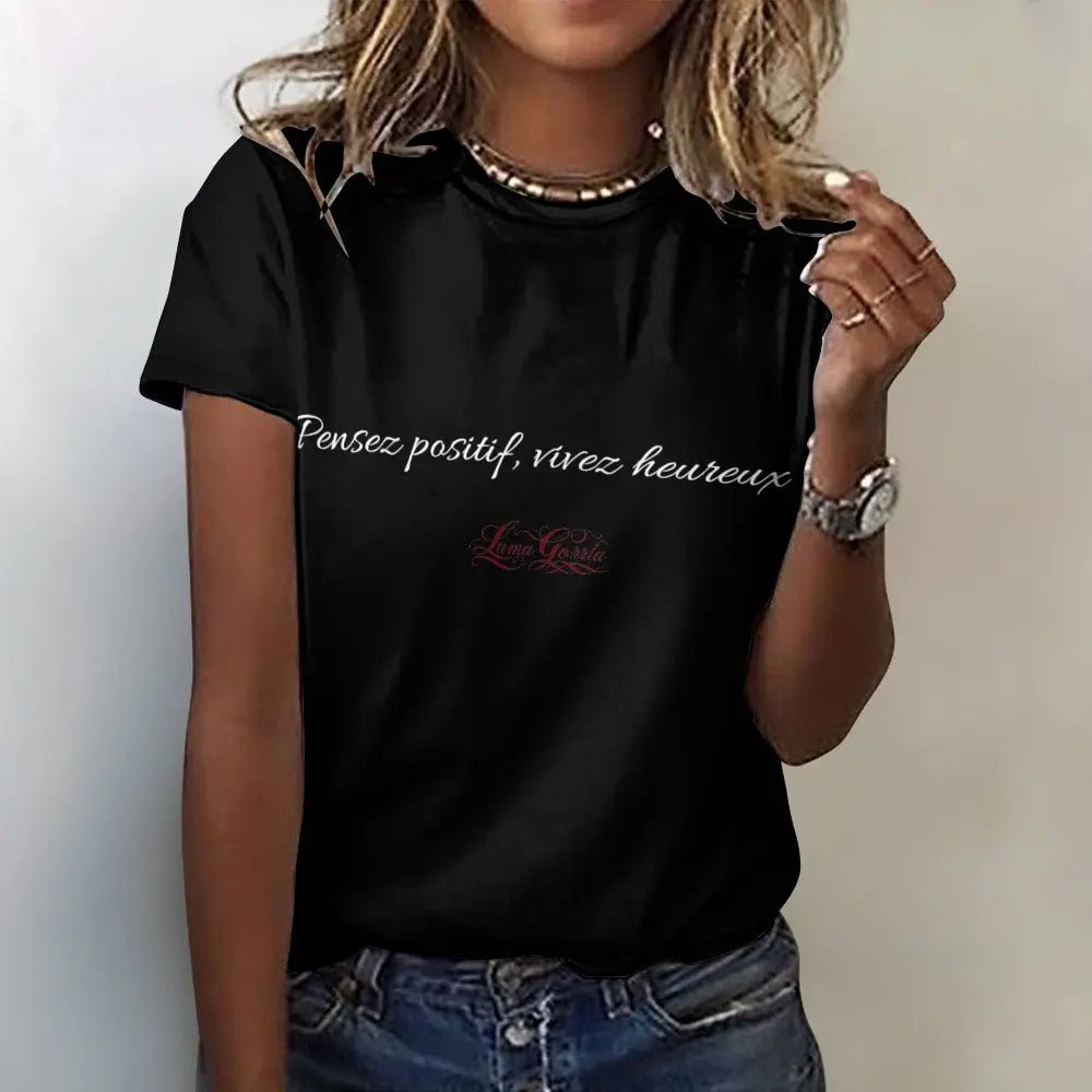 T - SHIRT Femme 100% Coton avec Message Positif – Confort et Inspiration. "MEIKA". - Luma Gorria vêtement