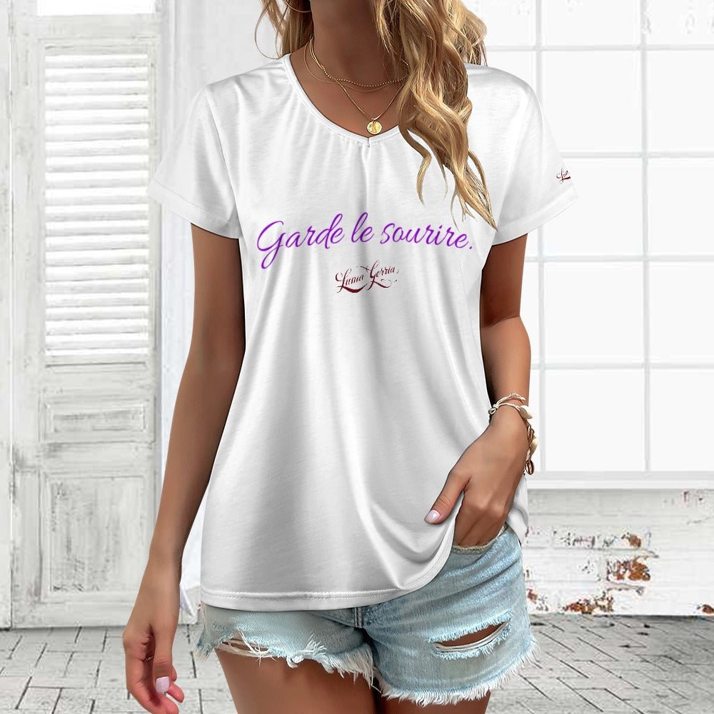 T-shirt Femme Col V Décontracté – Léger - Luma Gorria vêtement