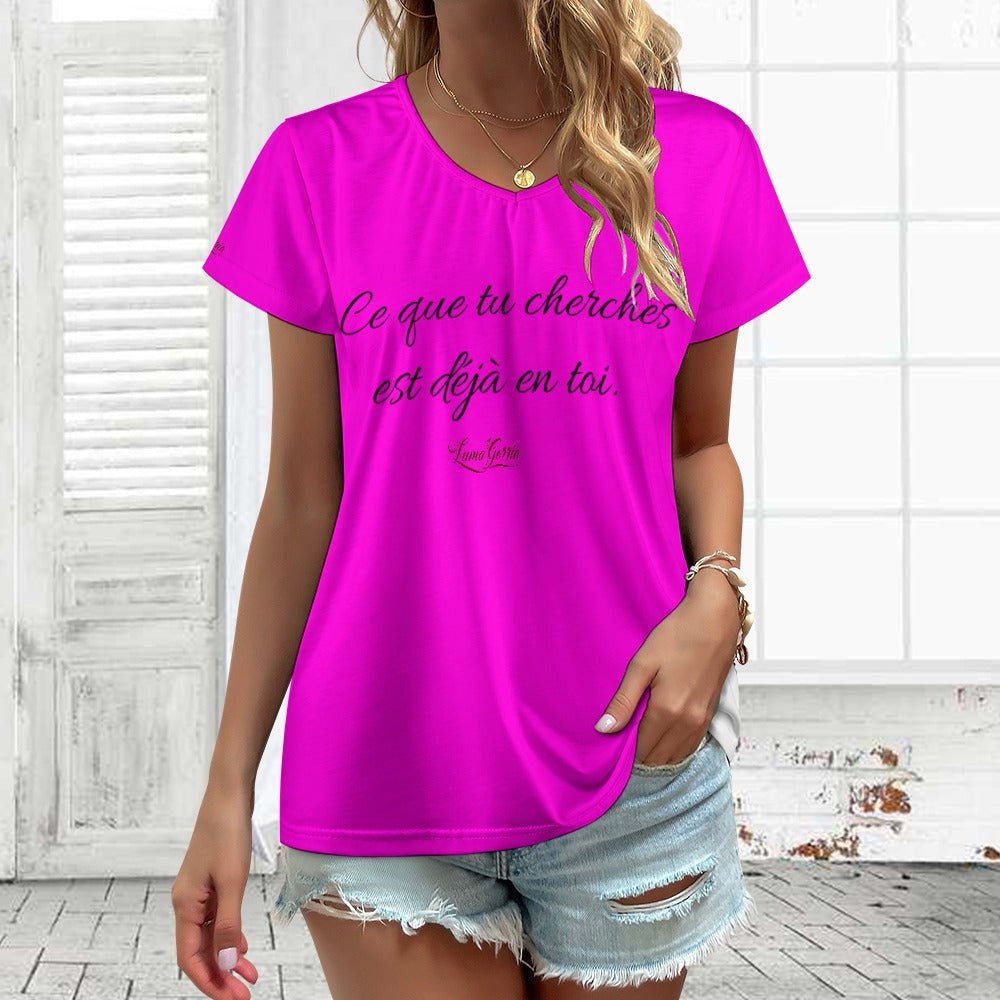 T-shirt Femme Col V. Tendance - Luma Gorria vêtement