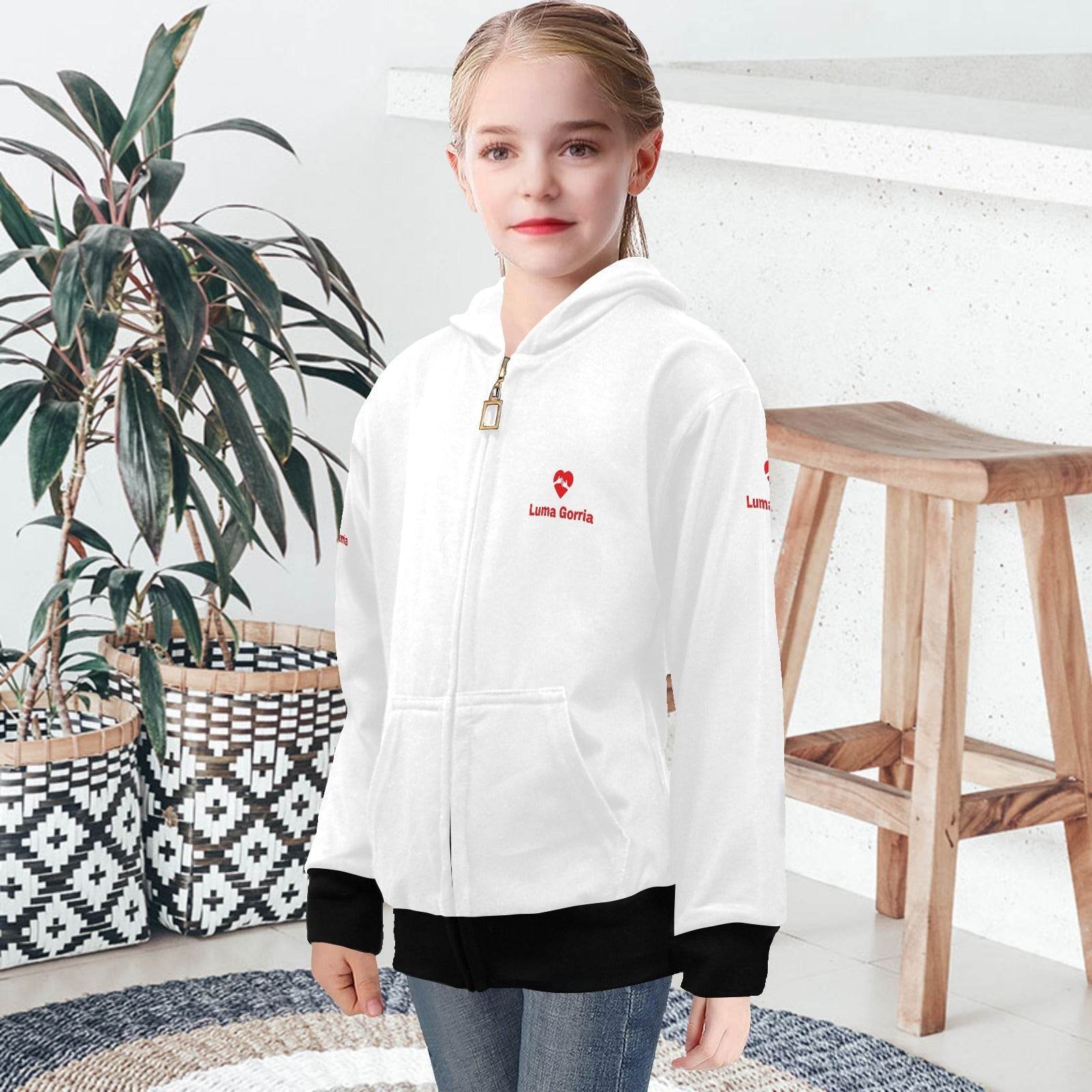 Veste Sweat Fille 100% Polyester à Capuche Zippée – Confort et Protection - Luma Gorria vêtement