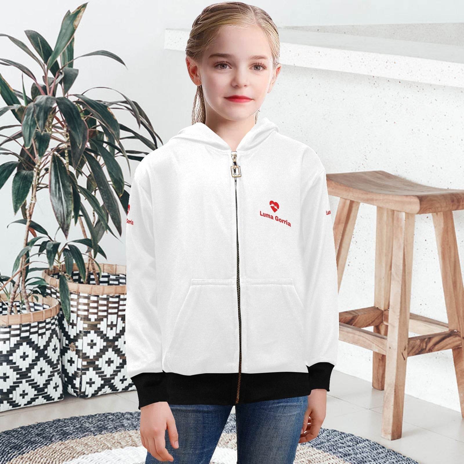 Veste Sweat Fille 100% Polyester à Capuche Zippée – Confort et Protection - Luma Gorria vêtement