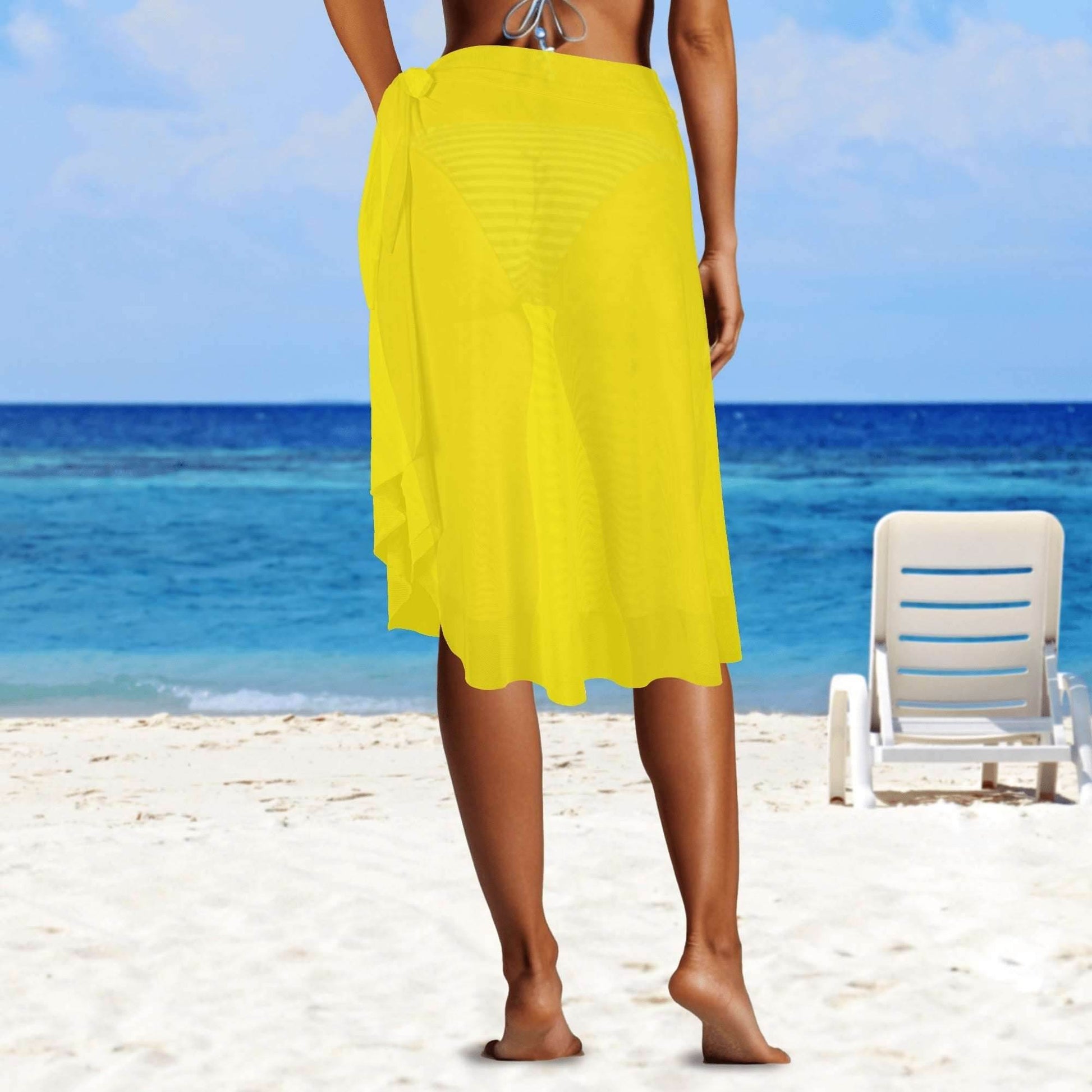 Womens Swimsuit Cover Up Ruffle Tie Side Beach Sarong Wrap Maxi Skirt - Luma Gorria vêtement
