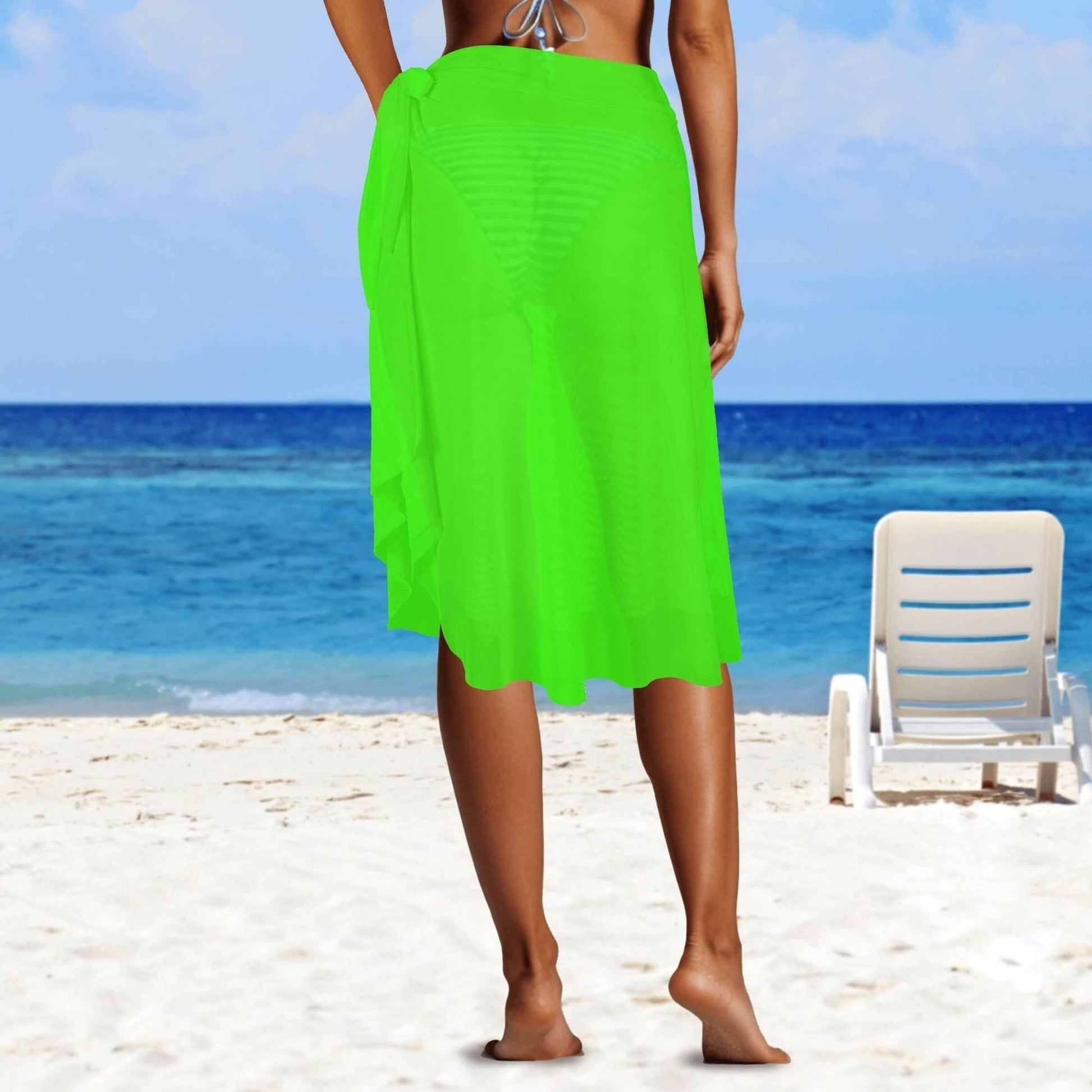 Womens Swimsuit Cover Up Ruffle Tie Side Beach Sarong Wrap Maxi Skirt - Luma Gorria vêtement
