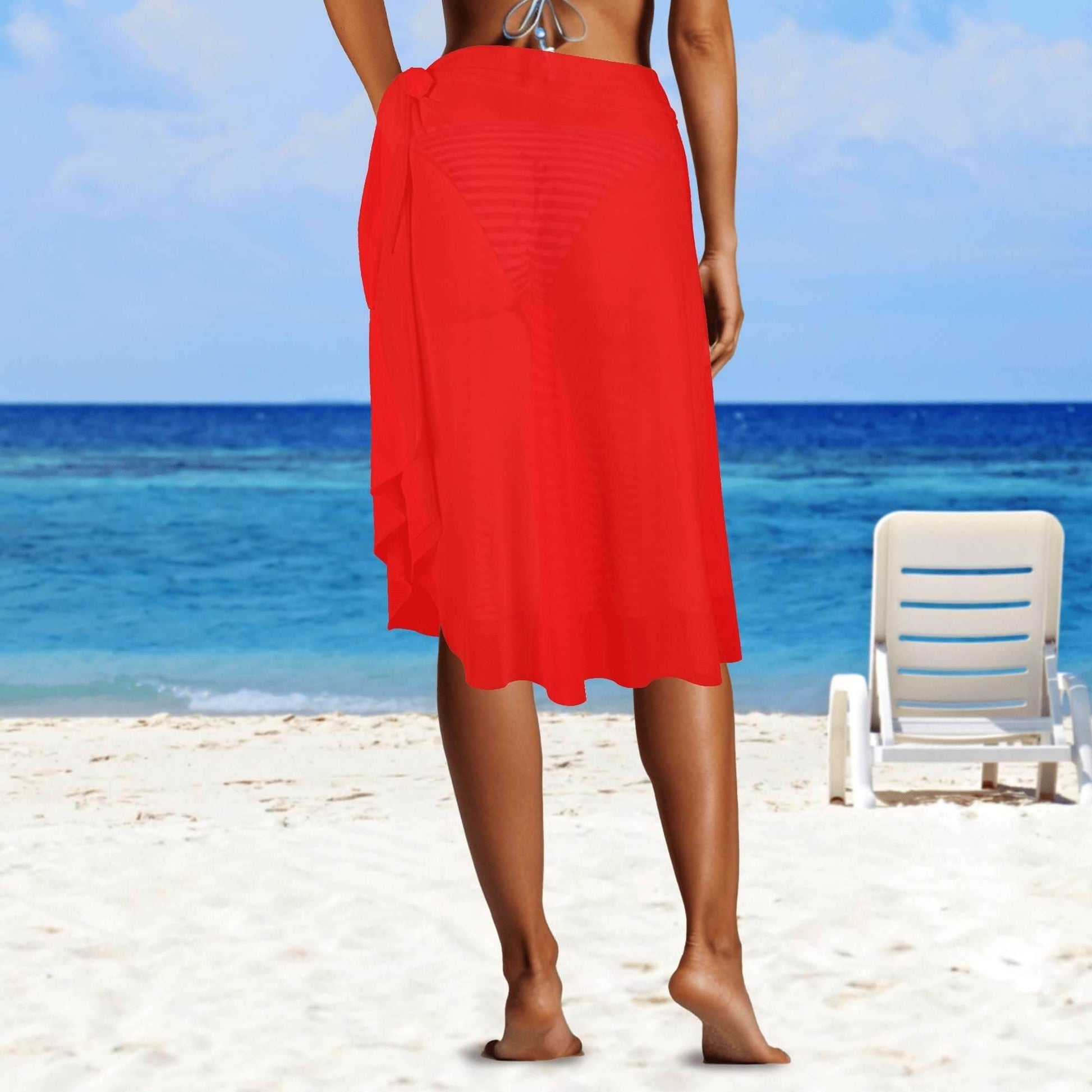 Womens Swimsuit Cover Up Ruffle Tie Side Beach Sarong Wrap Maxi Skirt - Luma Gorria vêtement